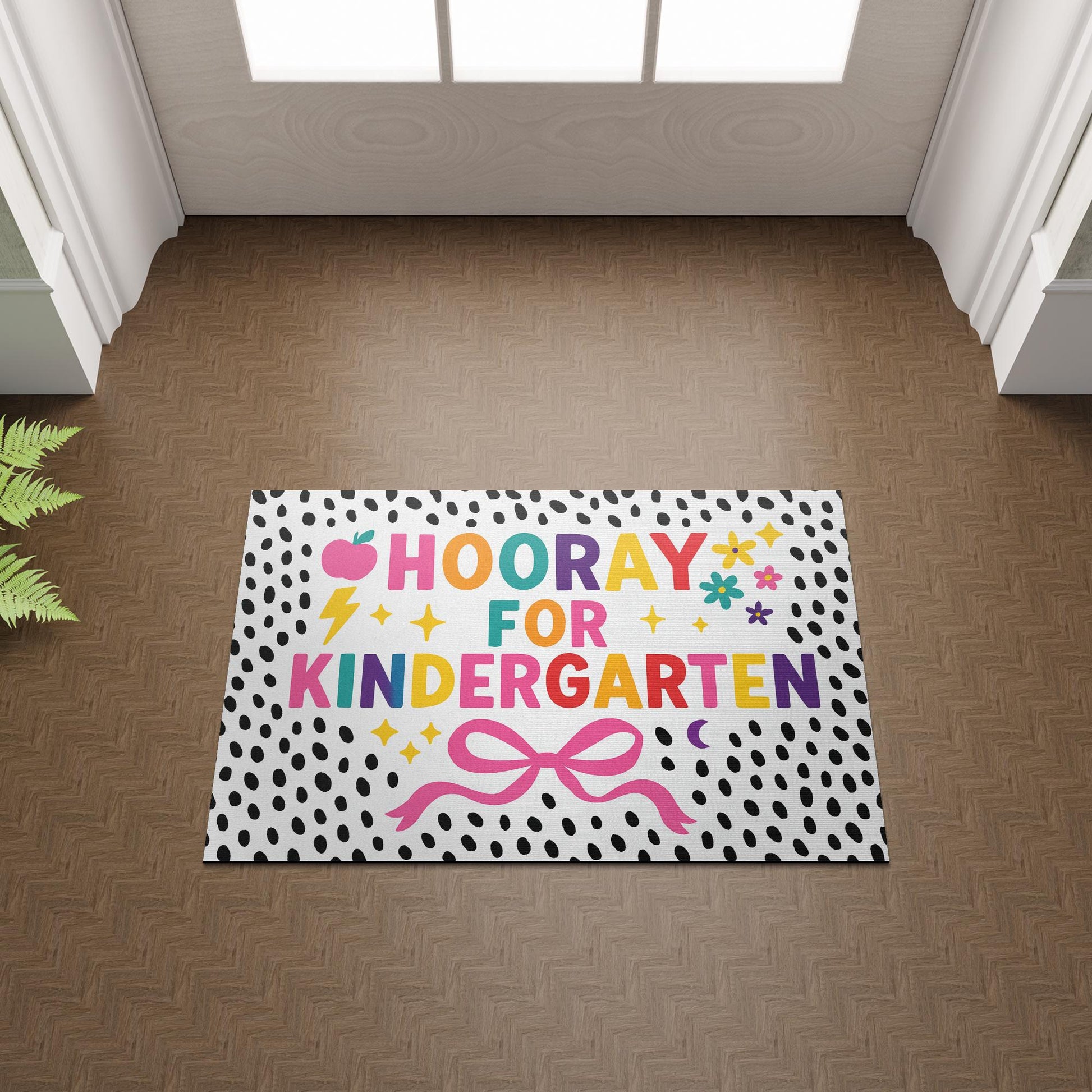 Hooray for Kindergarten Doormat, Back to School Welcome Mat, Classroom Rug, Colorful Entry Decor, Teacher Gift Idea