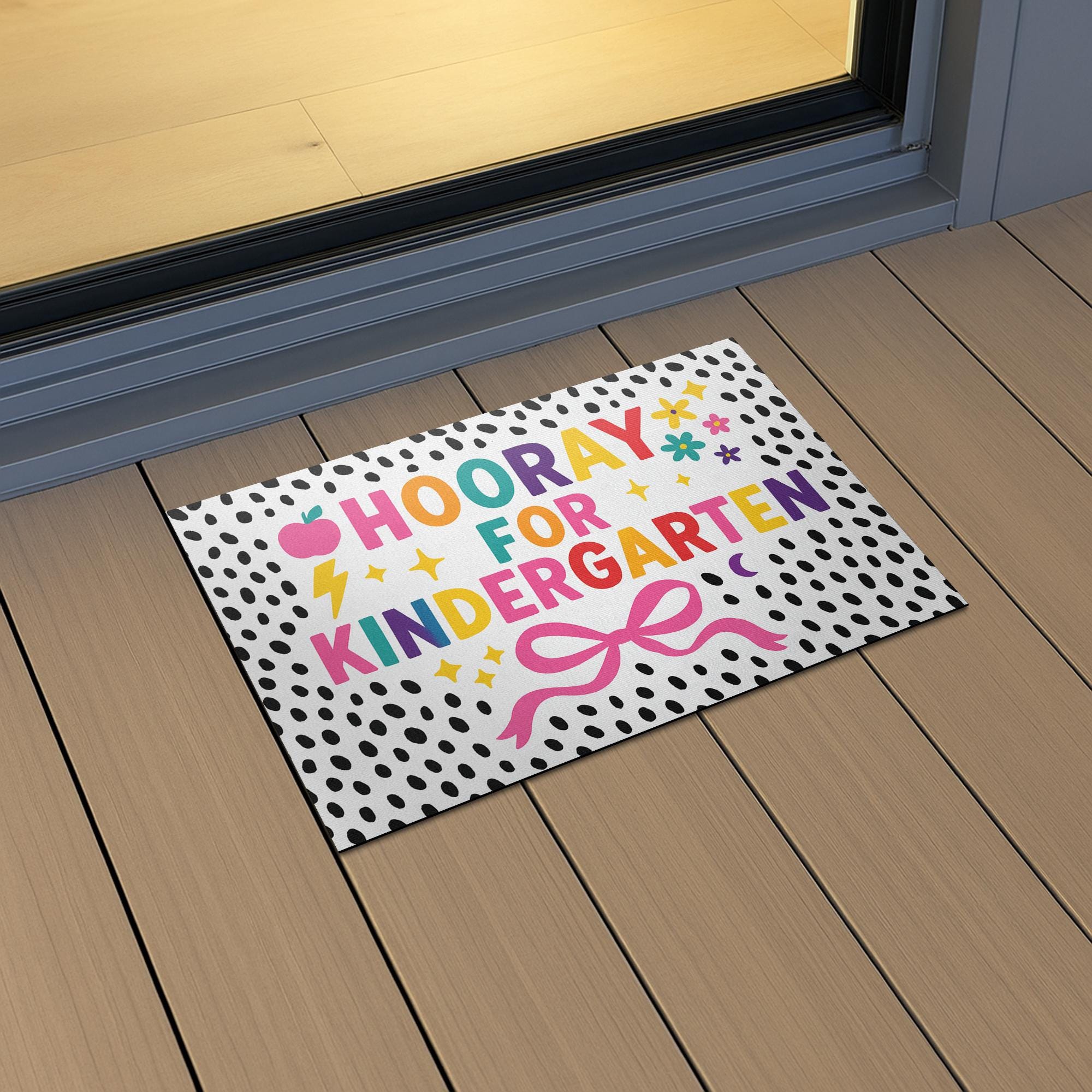 Hooray for Kindergarten Doormat, Back to School Welcome Mat, Classroom Rug, Colorful Entry Decor, Teacher Gift Idea