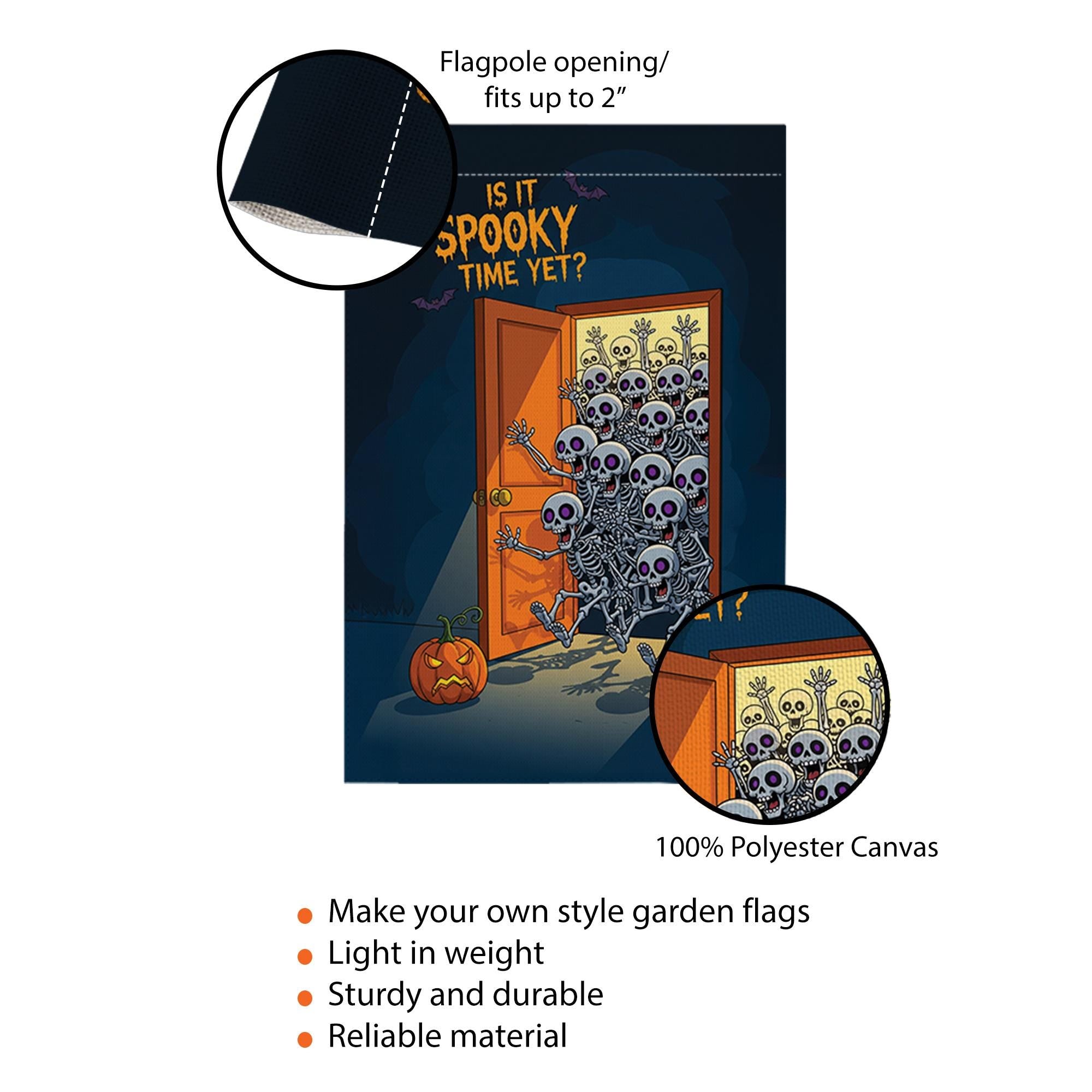 Is It Spooky Time Yet? | Garden Flag | Funny Halloween Skeleton Yard Decor | Outdoor Fall Decoration
