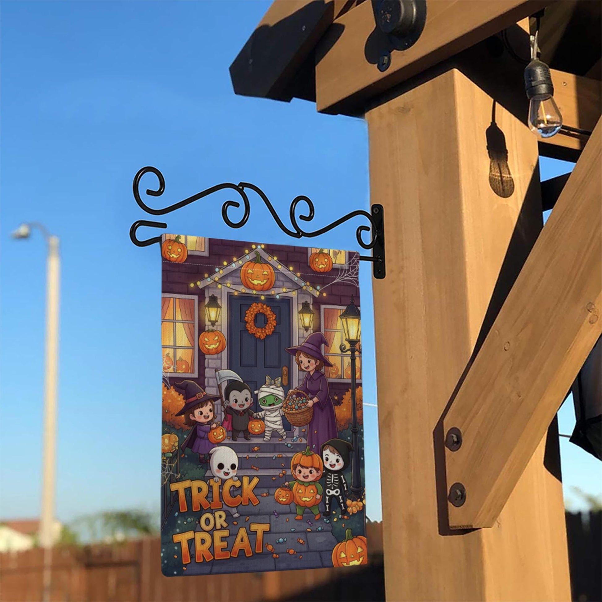 Trick or Treat Garden Flag | Cute Kids Halloween Outdoor Decor | Spooky Yard Sign | Fall Festive Flag
