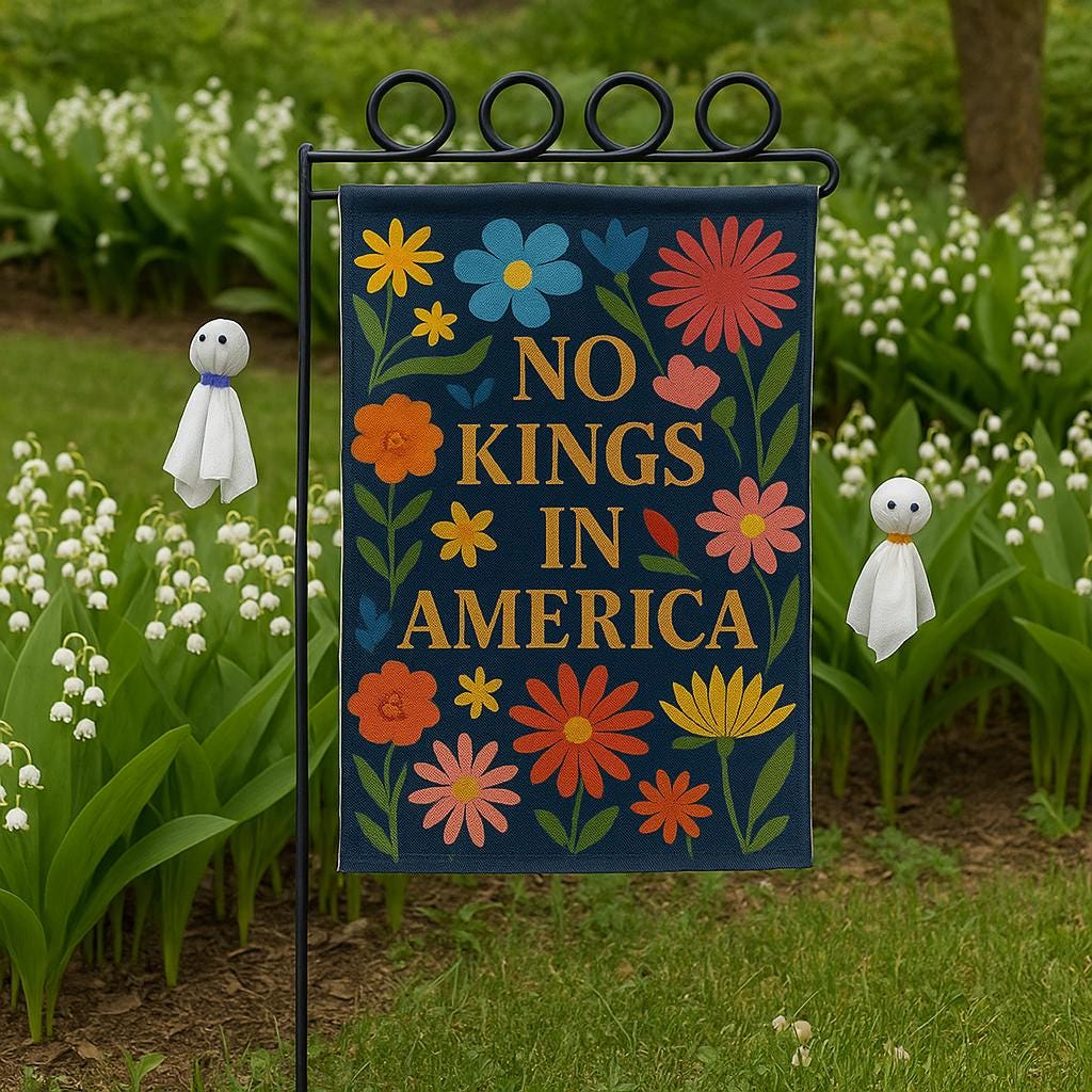 No Kings in America Garden Flag, Funny Patriotic 4th of July Yard Decor, Anti-Monarchy Independence Day Outdoor Banner