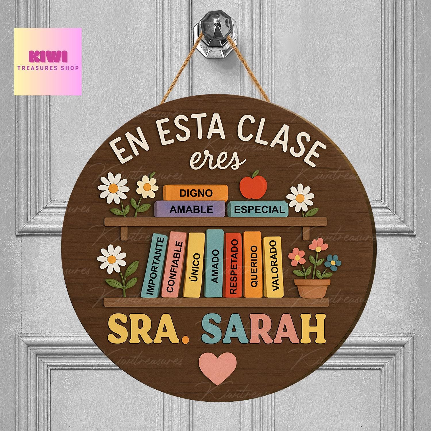 Custom Classroom Door Hanger, Back to School Sign, En Esta Clase Eres, Personalized Wooden Maestra Bilingue Signs, Bilingual Teacher Gift