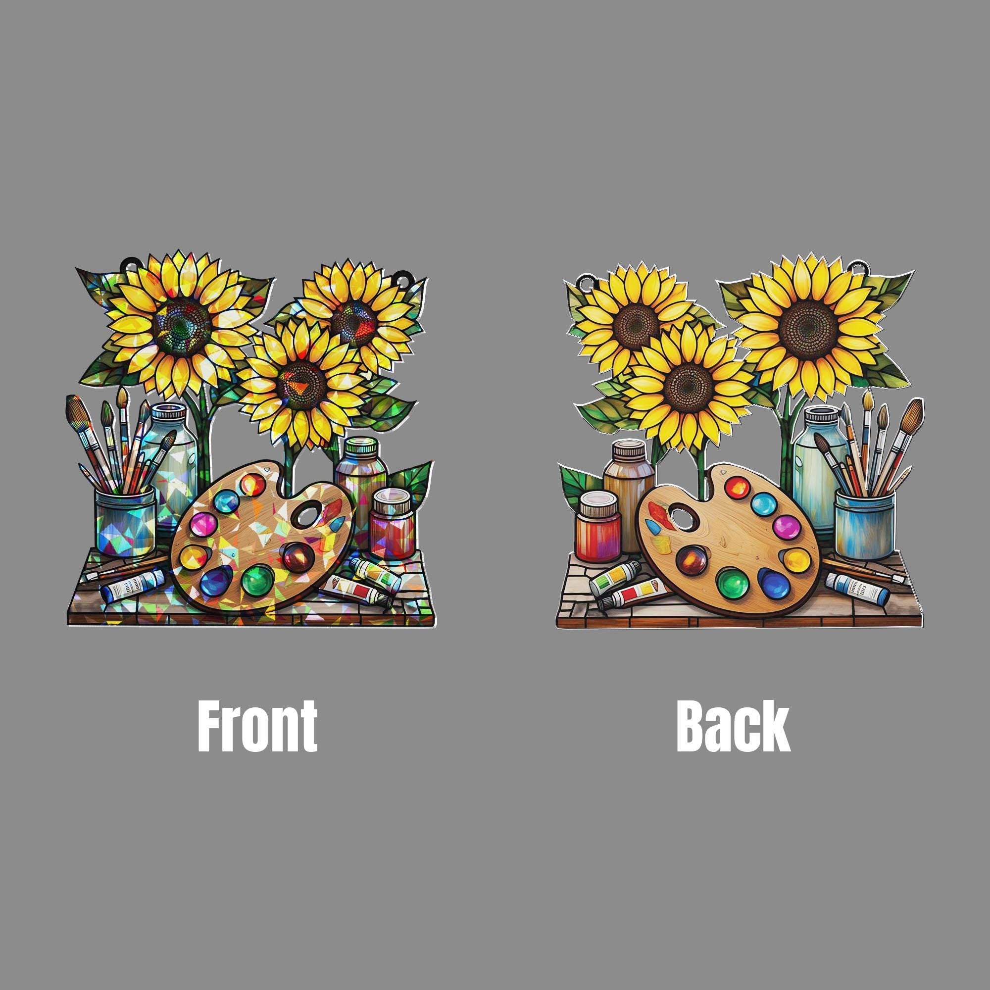 Art Palette Window Hanging, Sunflower Window Hanging, Art Teacher Suncatcher, Classroom Decor, Classroom Artist Teacher Appreciation