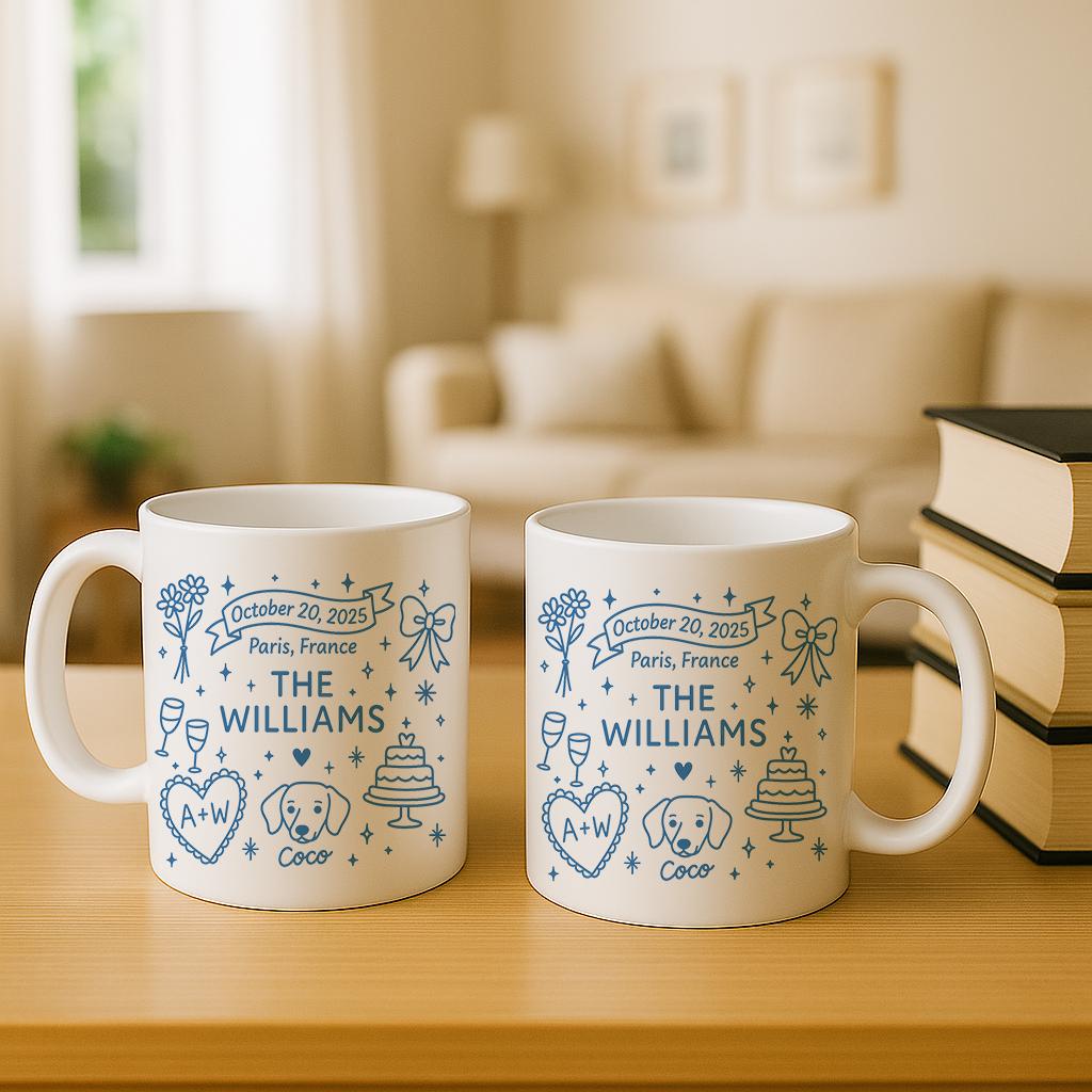 Custom Enamel Mug Personalized Camping Cup Wedding Date Travel Drinkware