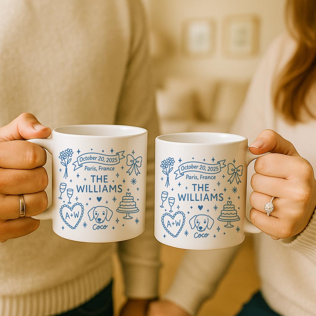 Custom Enamel Mug Personalized Camping Cup Wedding Date Travel Drinkware