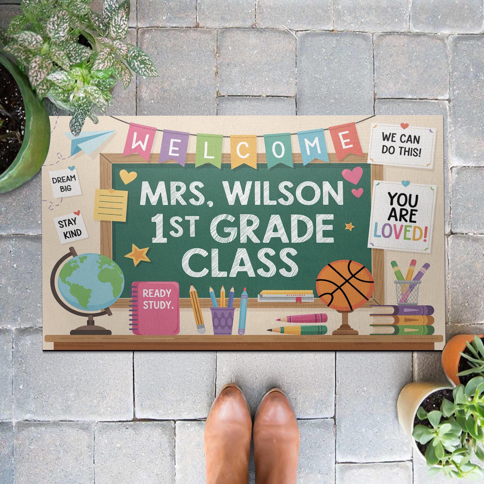 Personalized Teacher Classroom Doormat - Welcome Mat for 1st Grade - Back to School Decor - Custom Name Rug, Classroom Decor, Teacher Rug