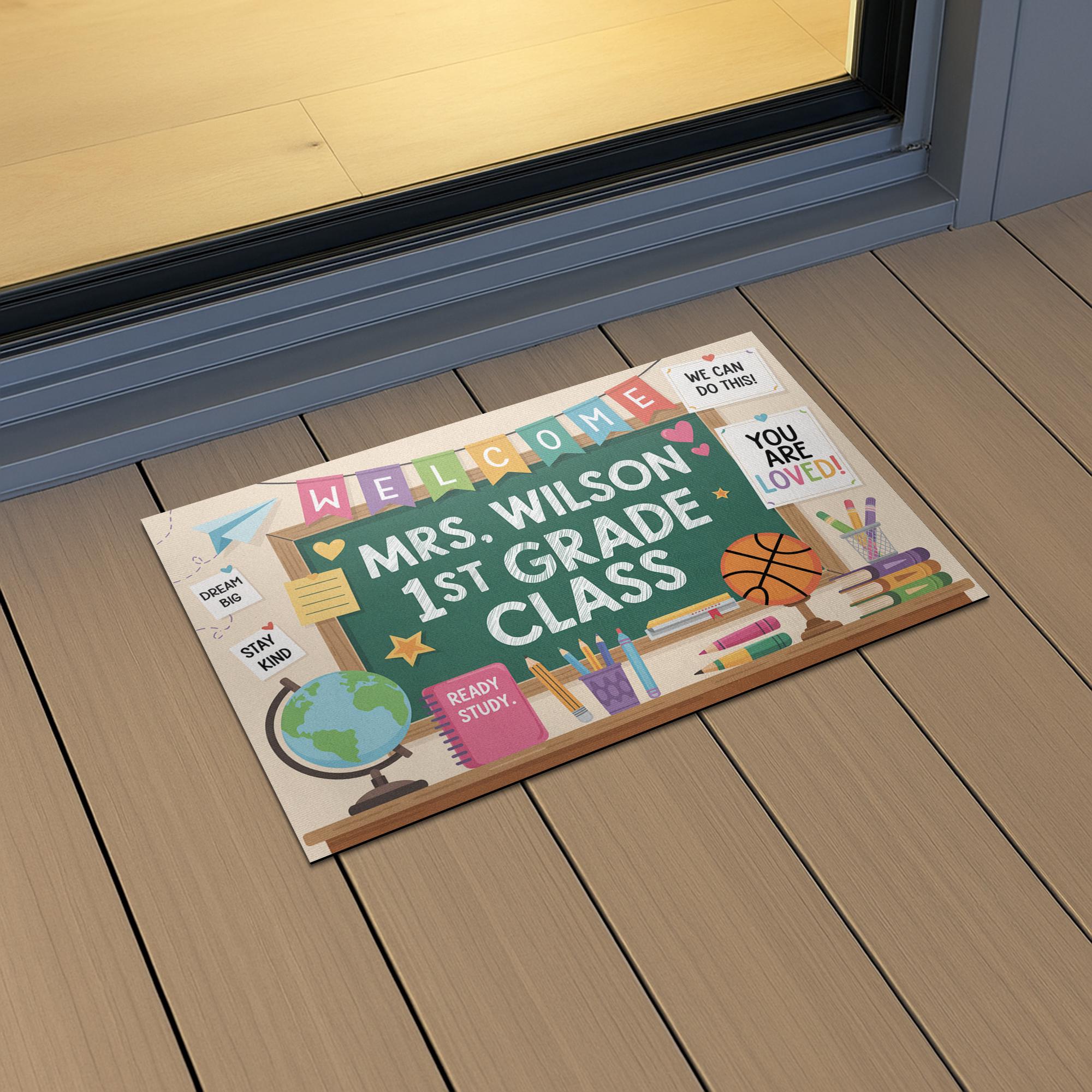 Personalized Teacher Classroom Doormat - Welcome Mat for 1st Grade - Back to School Decor - Custom Name Rug, Classroom Decor, Teacher Rug