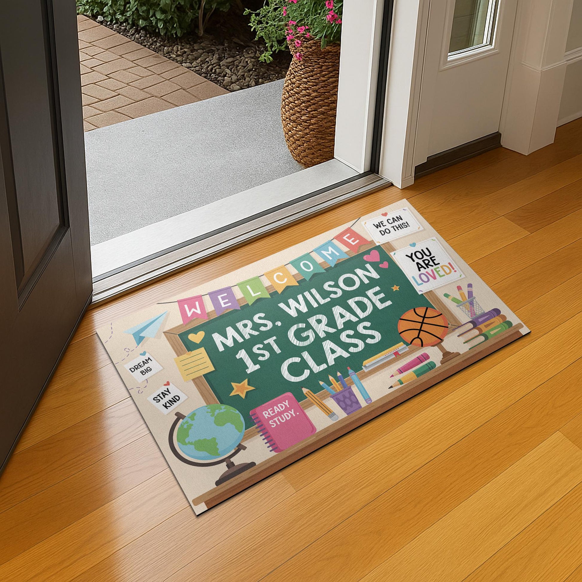 Personalized Teacher Classroom Doormat - Welcome Mat for 1st Grade - Back to School Decor - Custom Name Rug, Classroom Decor, Teacher Rug