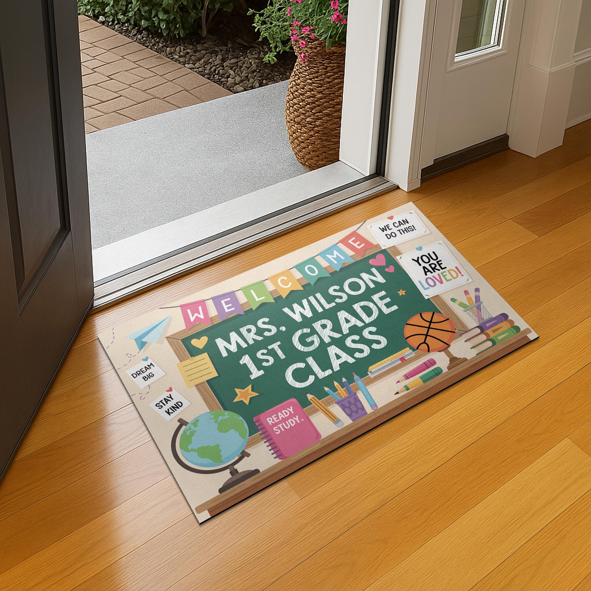 Personalized Teacher Classroom Doormat - Welcome Mat for 1st Grade - Back to School Decor - Custom Name Rug, Classroom Decor, Teacher Rug