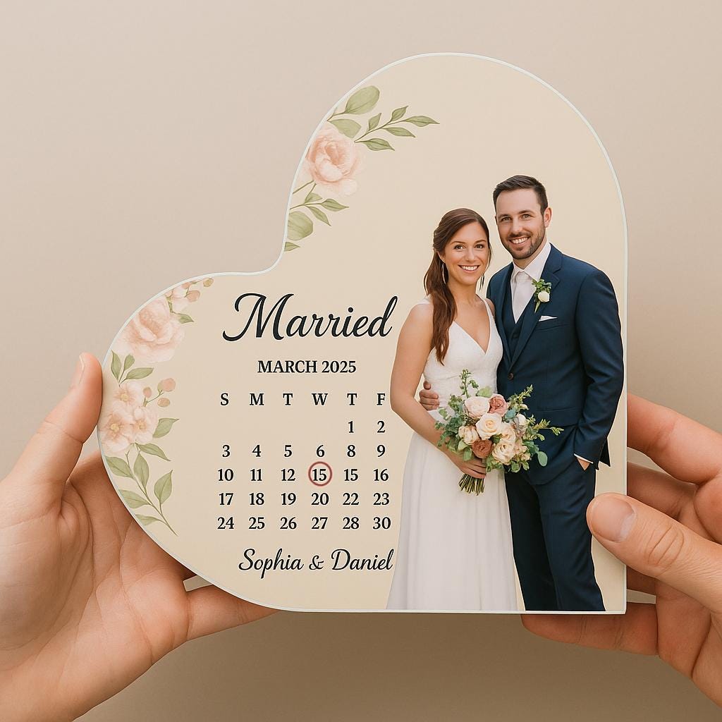 Personalized Wedding Gift, Married Calendar Acrylic Plaque, Wedding Gift for Couple, Married Plaque Gift for Couple, Wedding Keepsake Gift
