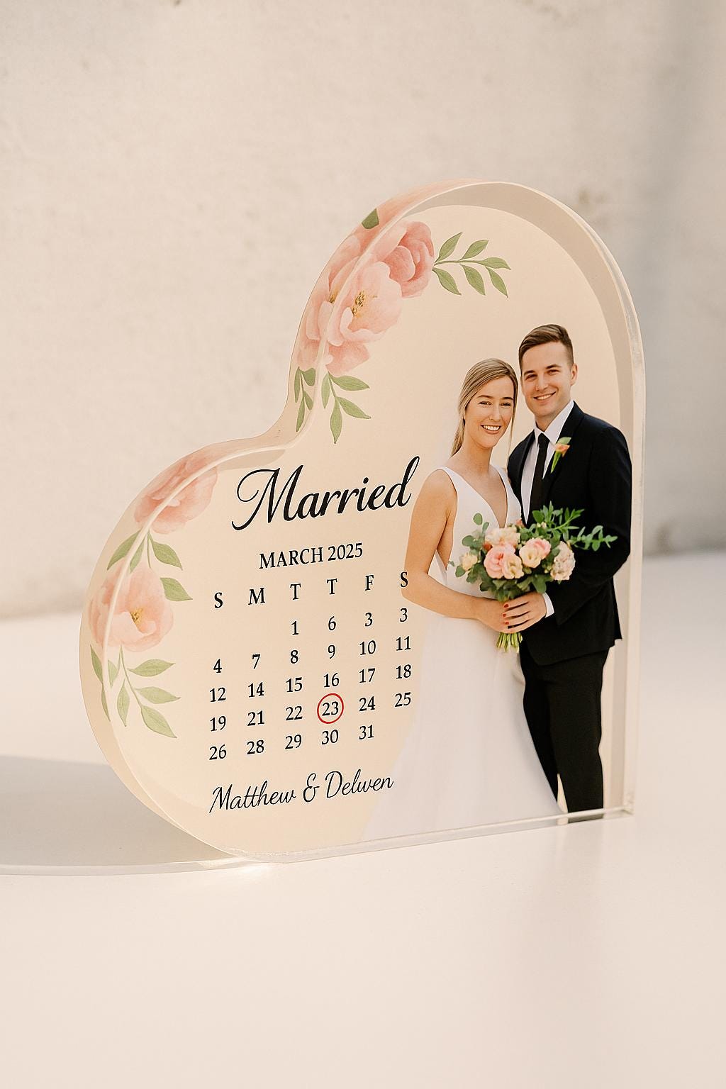Personalized Wedding Gift, Married Calendar Acrylic Plaque, Wedding Gift for Couple, Married Plaque Gift for Couple, Wedding Keepsake Gift