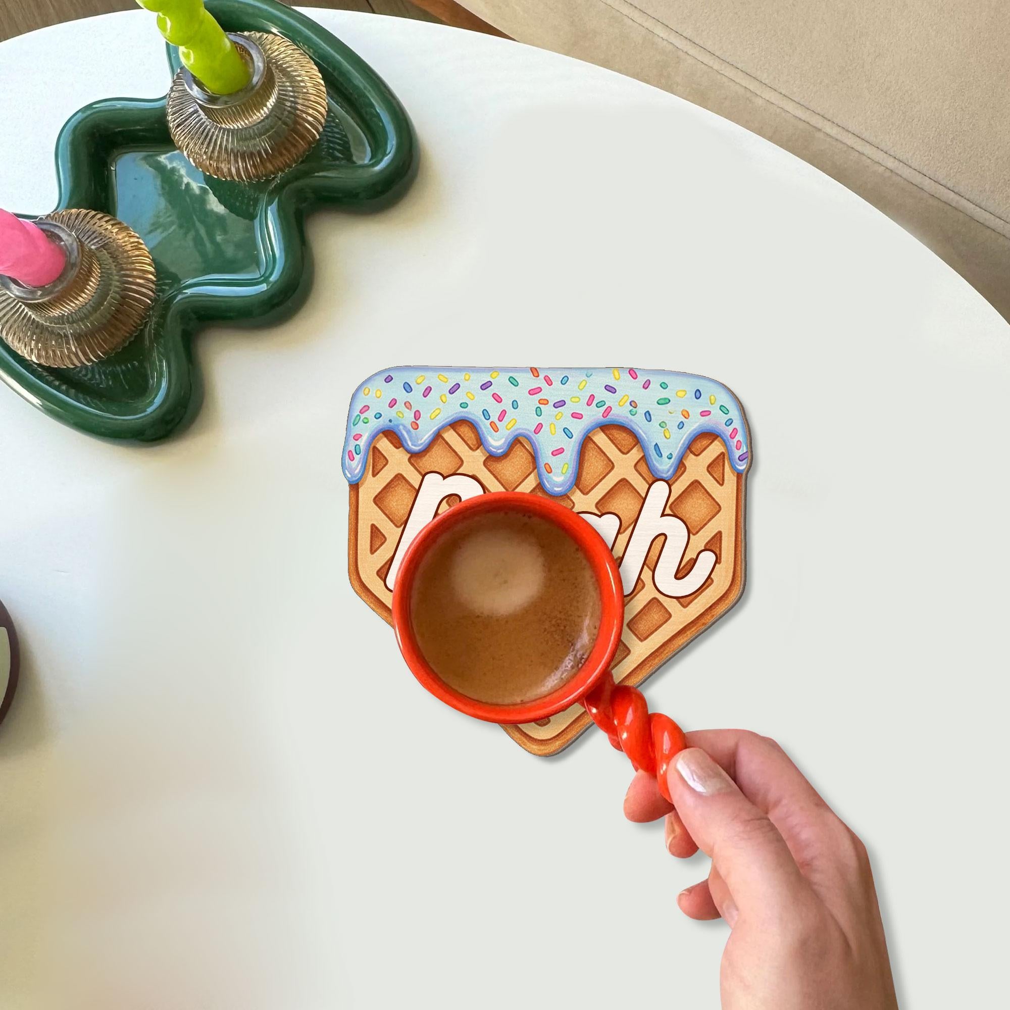 Custom Waffle Badge Reel, Personalized Name ID Holder with Sprinkles, Cute Foodie Gift for Nurse, Teacher, RN, Retractable Lanyard