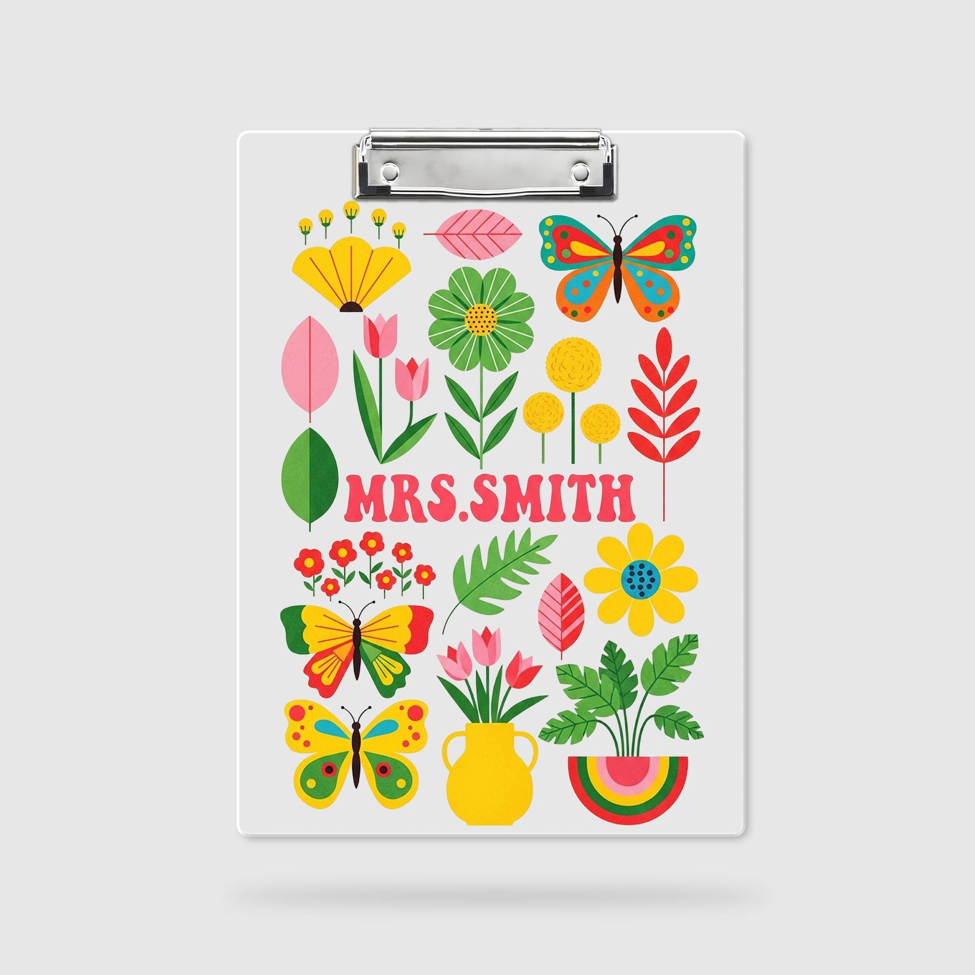 Personalized Teacher Clipboard, Floral Butterfly Custom Clipboard, Cute Office Gift, Back to School Teacher Supplies, Name Clipboard