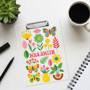 Personalized Teacher Clipboard, Floral Butterfly Custom Clipboard, Cute Office Gift, Back to School Teacher Supplies, Name Clipboard