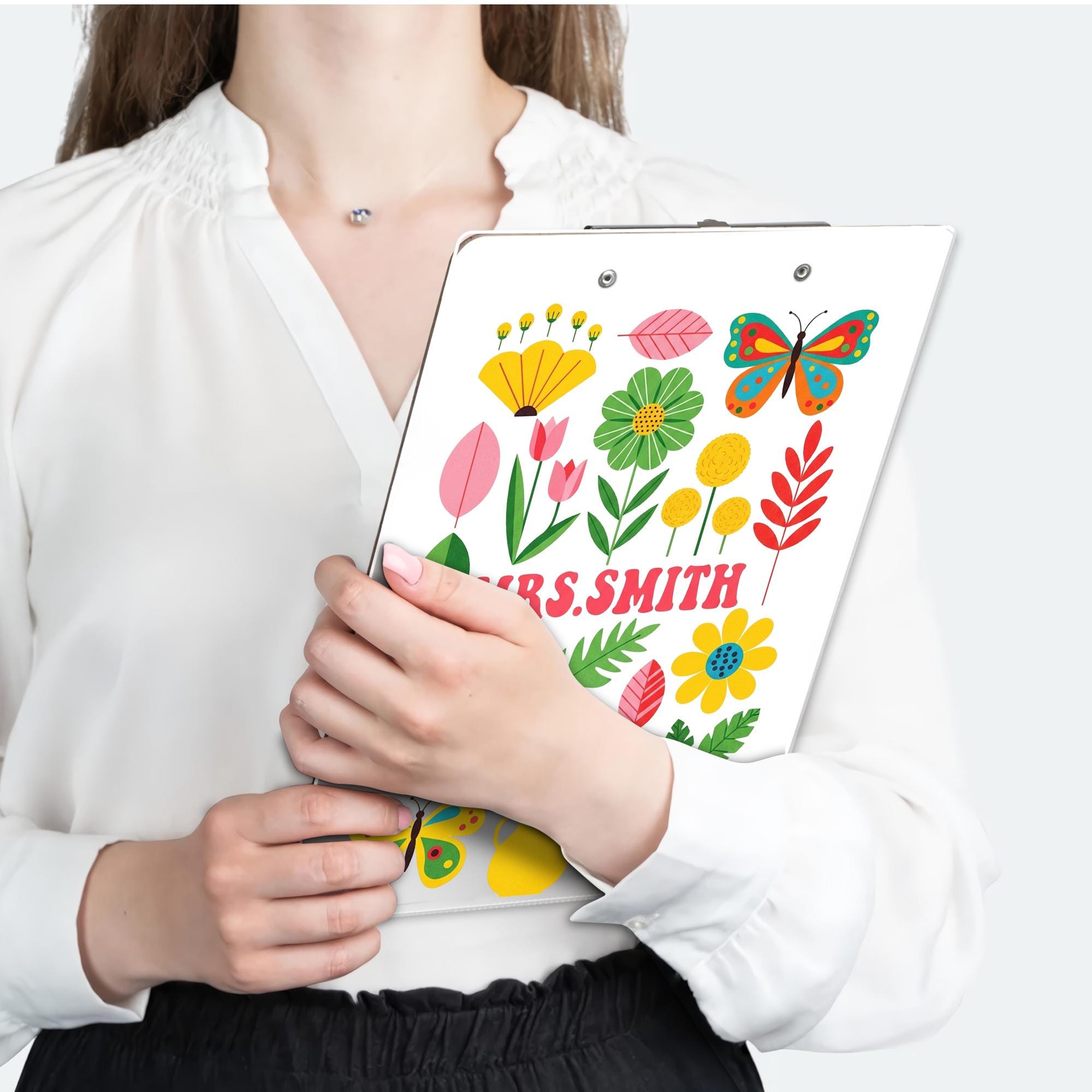 Personalized Teacher Clipboard, Floral Butterfly Custom Clipboard, Cute Office Gift, Back to School Teacher Supplies, Name Clipboard