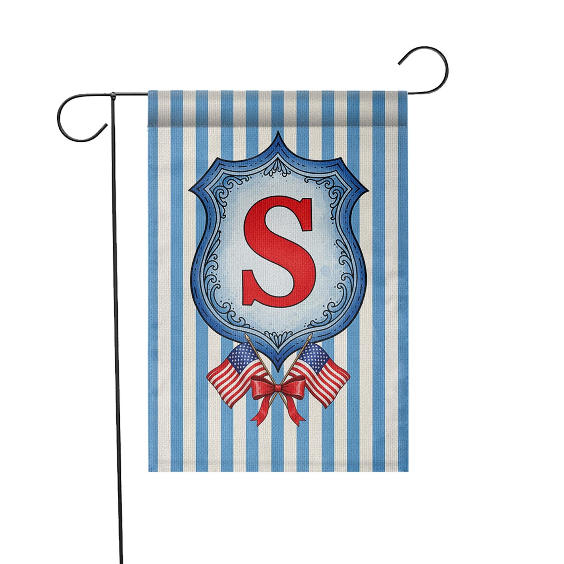 Patriotic Garden Flag with Monogram, Custom Initial Outdoor Flag, 4th of July Yard Decor, Red White Blue Americana Flag