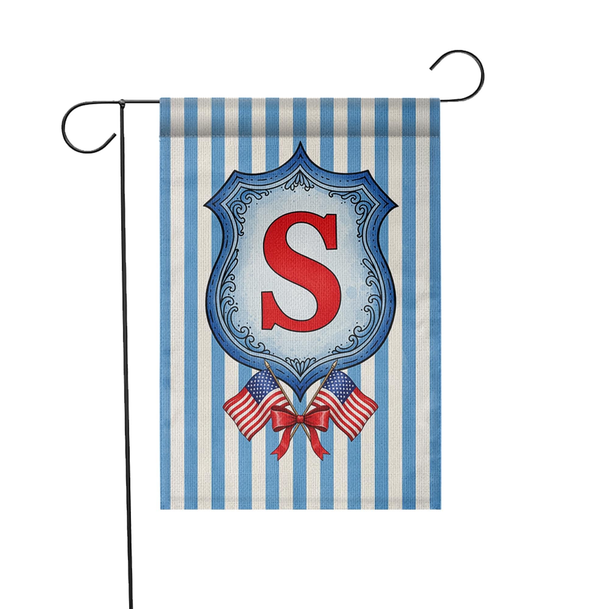 Patriotic Garden Flag with Monogram, Custom Initial Outdoor Flag, 4th of July Yard Decor, Red White Blue Americana Flag