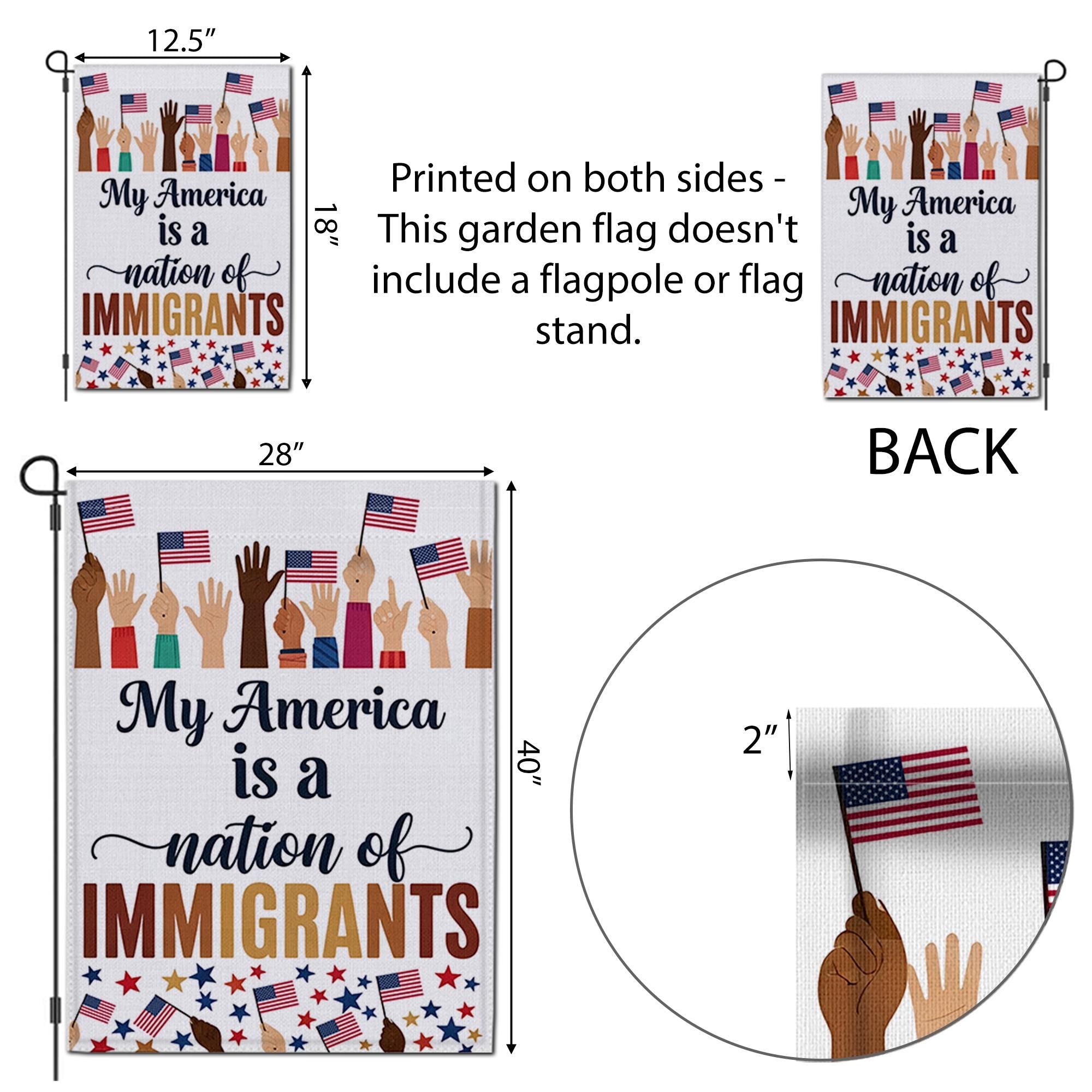 My America Nation of Immigrants Flag, Patriotic Garden Flag, Inclusive Yard Decor, 4th of July Outdoor Sign, Unity Lawn Flag