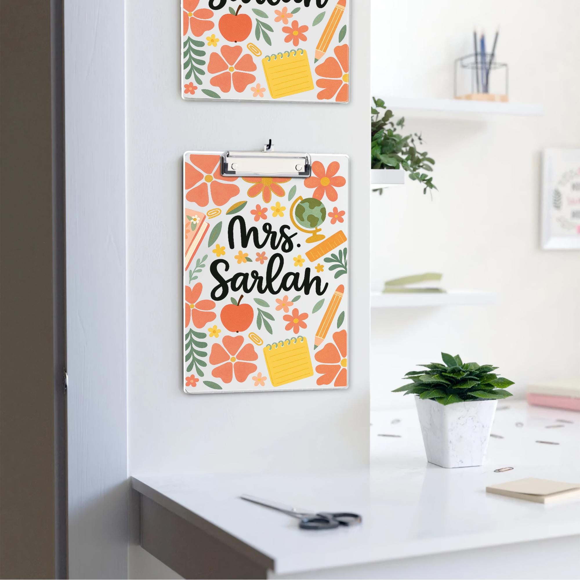 Personalized Floral Teacher Clipboard, Custom Name Clipboard for Teacher, Cute Teacher Gift, Classroom Office School Supplies