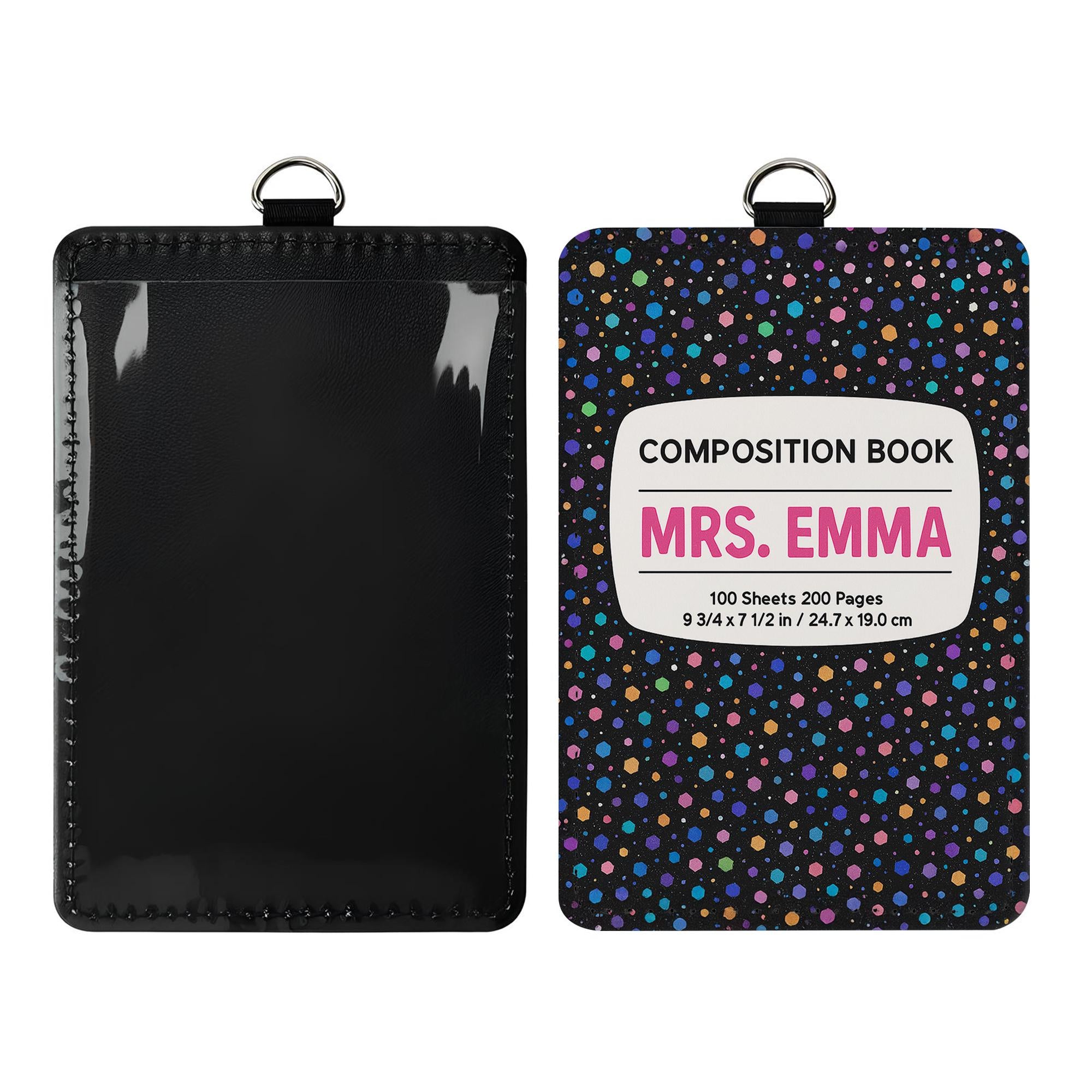 Composition Book ID Badge Holder, Personalized Teacher Name tag, Cute Lanyard Insert, Back to School Teacher Gift