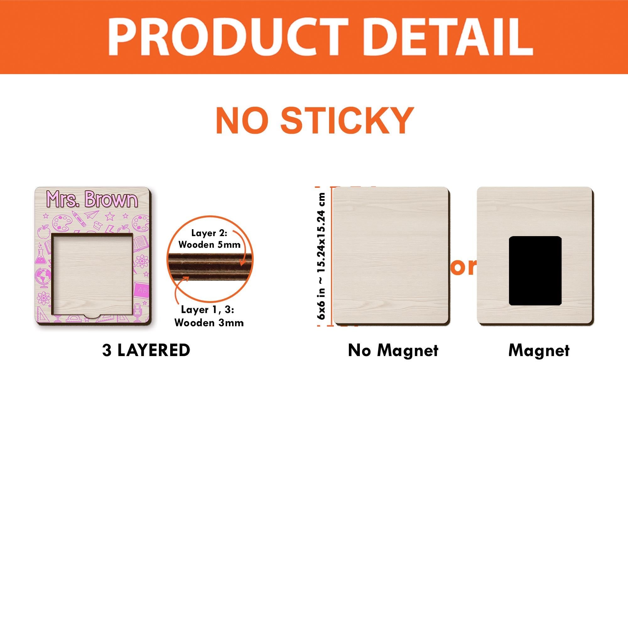 Personalized Teacher Sticky Note Holder Magnet – Custom Name School Icon Design – Classroom To-Do List Organizer for Teachers, Educators