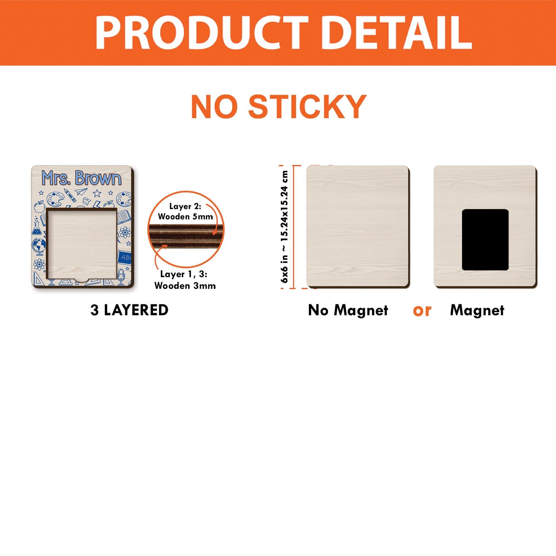 Personalized Teacher Sticky Note Holder Magnet – Custom Name School Blue Icon Design, Classroom To-Do List Organizer for Teachers, Educators
