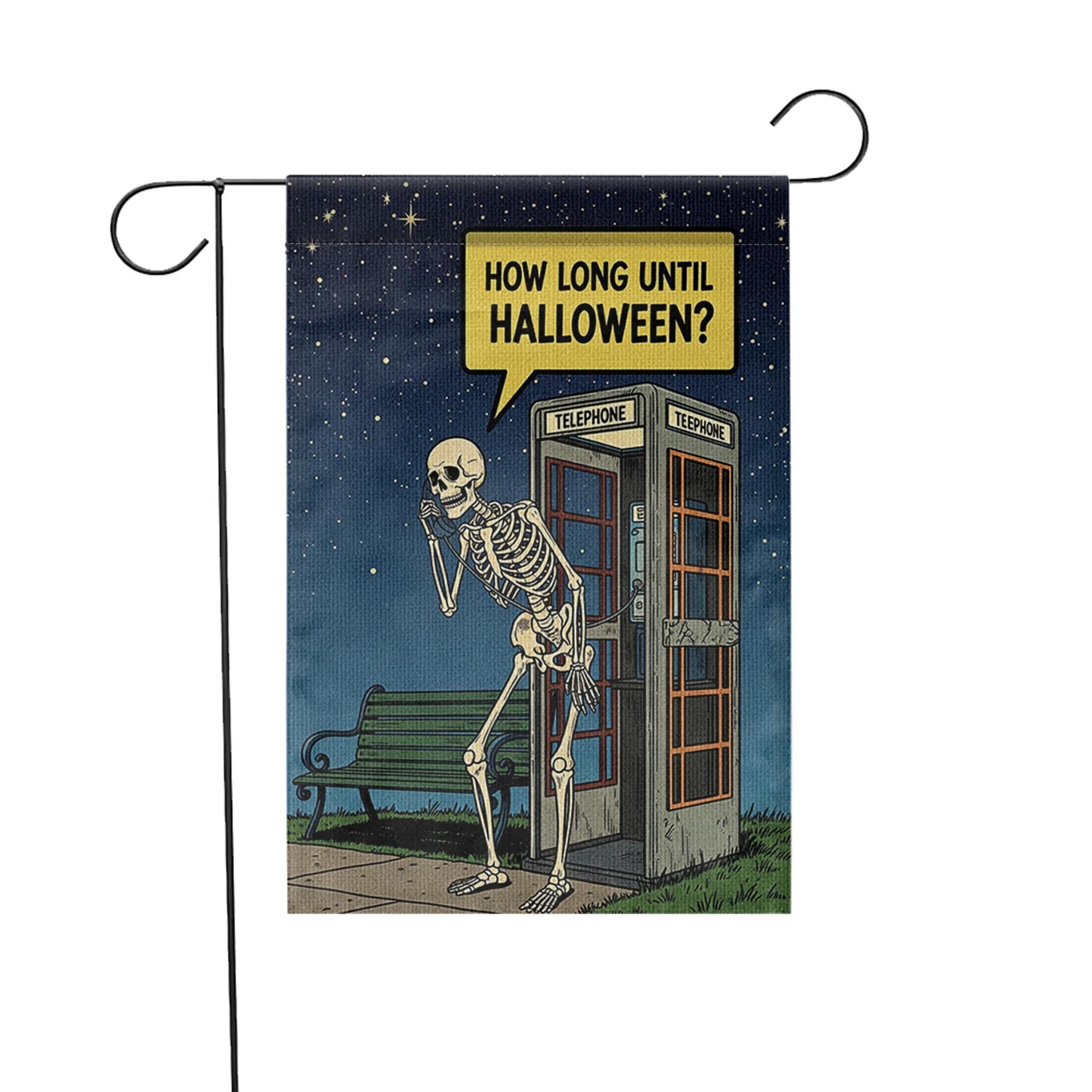 How Long Until Halloween Flag, Funny Skeleton Garden Decor, Halloween Countdown Flag, Spooky Yard Art, Unique Outdoor Banner, Goth Gift
