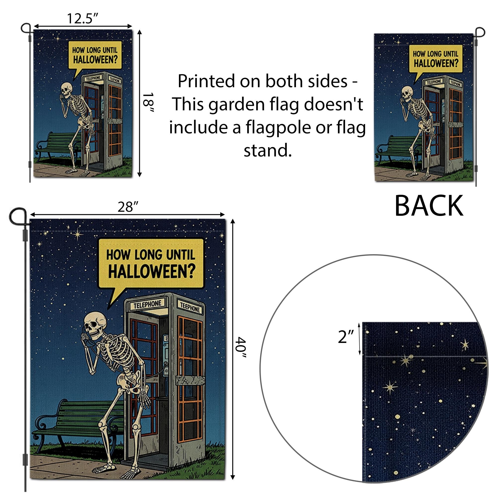 How Long Until Halloween Flag, Funny Skeleton Garden Decor, Halloween Countdown Flag, Spooky Yard Art, Unique Outdoor Banner, Goth Gift