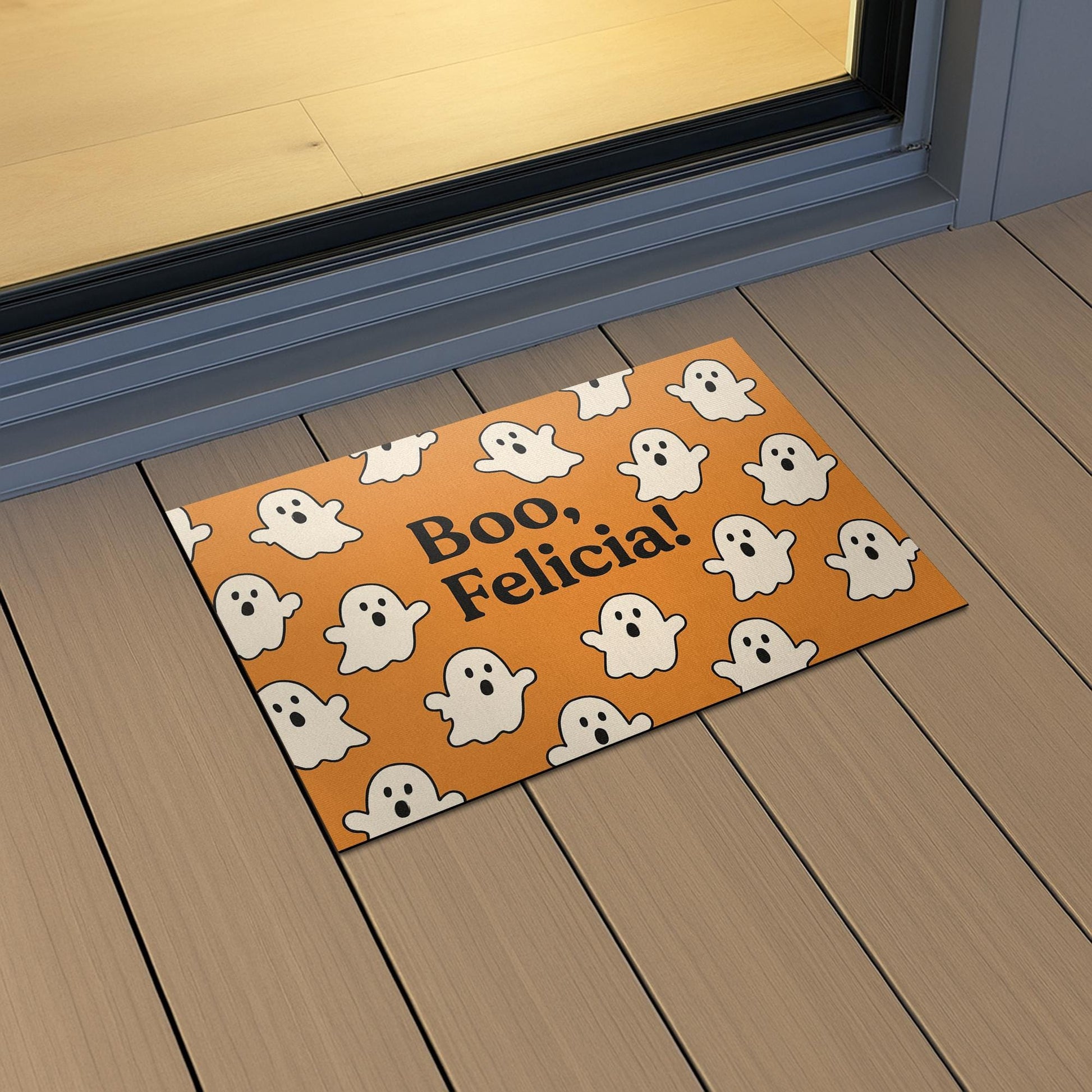 Halloween Doormat, Boo Felicia Ghost Mat, Funny Fall Decor, Spooky Welcome Mat, Witch Hat Pumpkin Entry Rug, Outdoor Halloween Mat