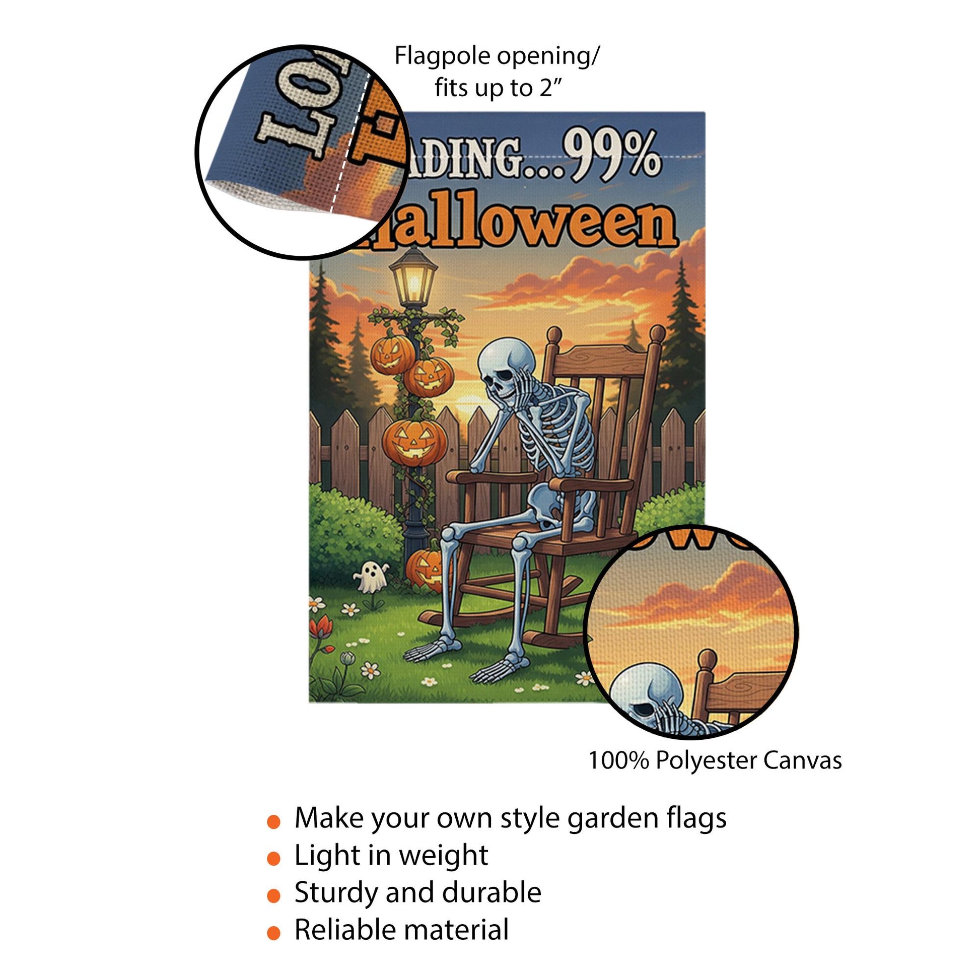 Loading Halloween Garden Flag, Funny Skeleton Decor, Halloween Countdown Flag, Spooky Yard Art, Unique Outdoor Banner, Autumn Gift