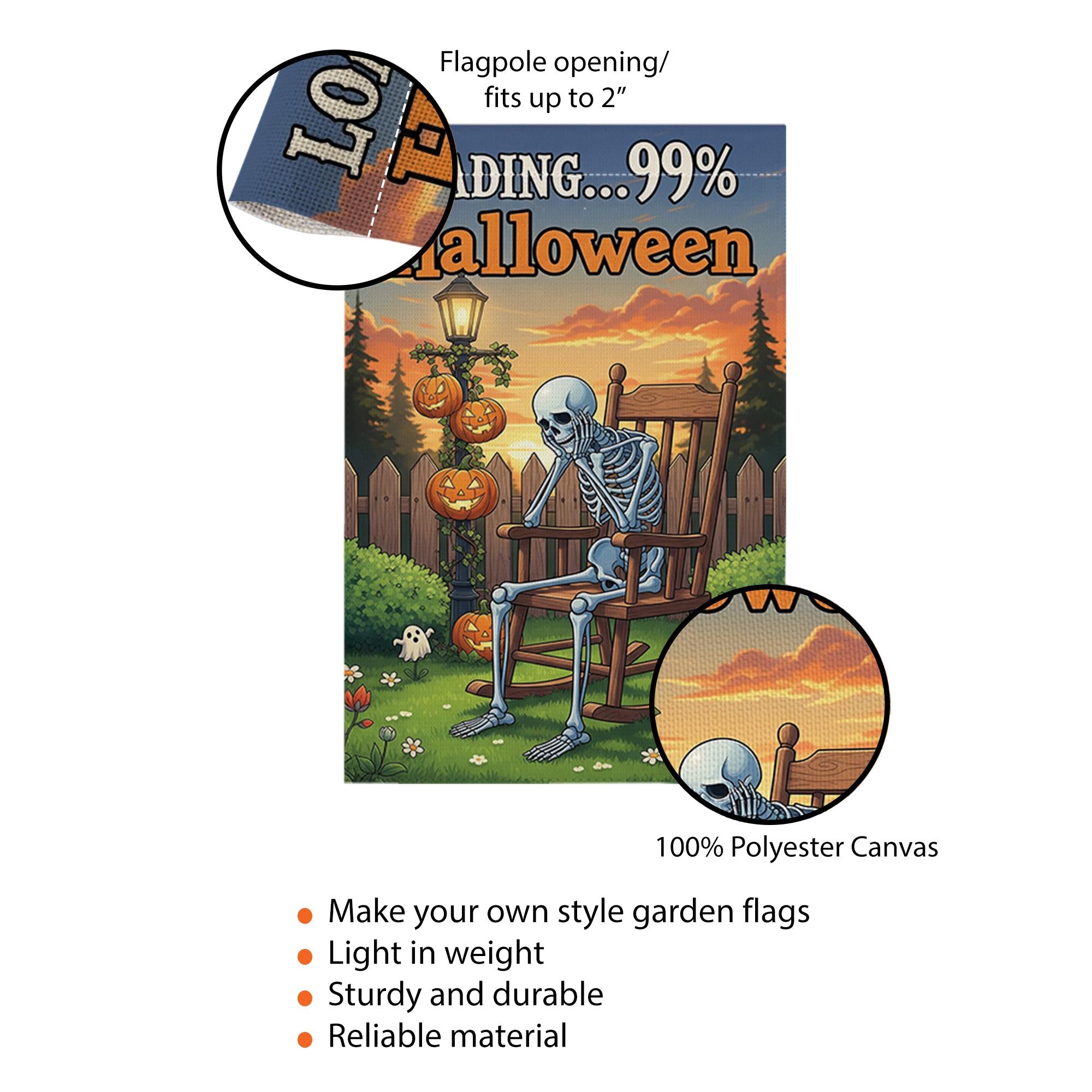 Loading Halloween Garden Flag, Funny Skeleton Decor, Halloween Countdown Flag, Spooky Yard Art, Unique Outdoor Banner, Autumn Gift