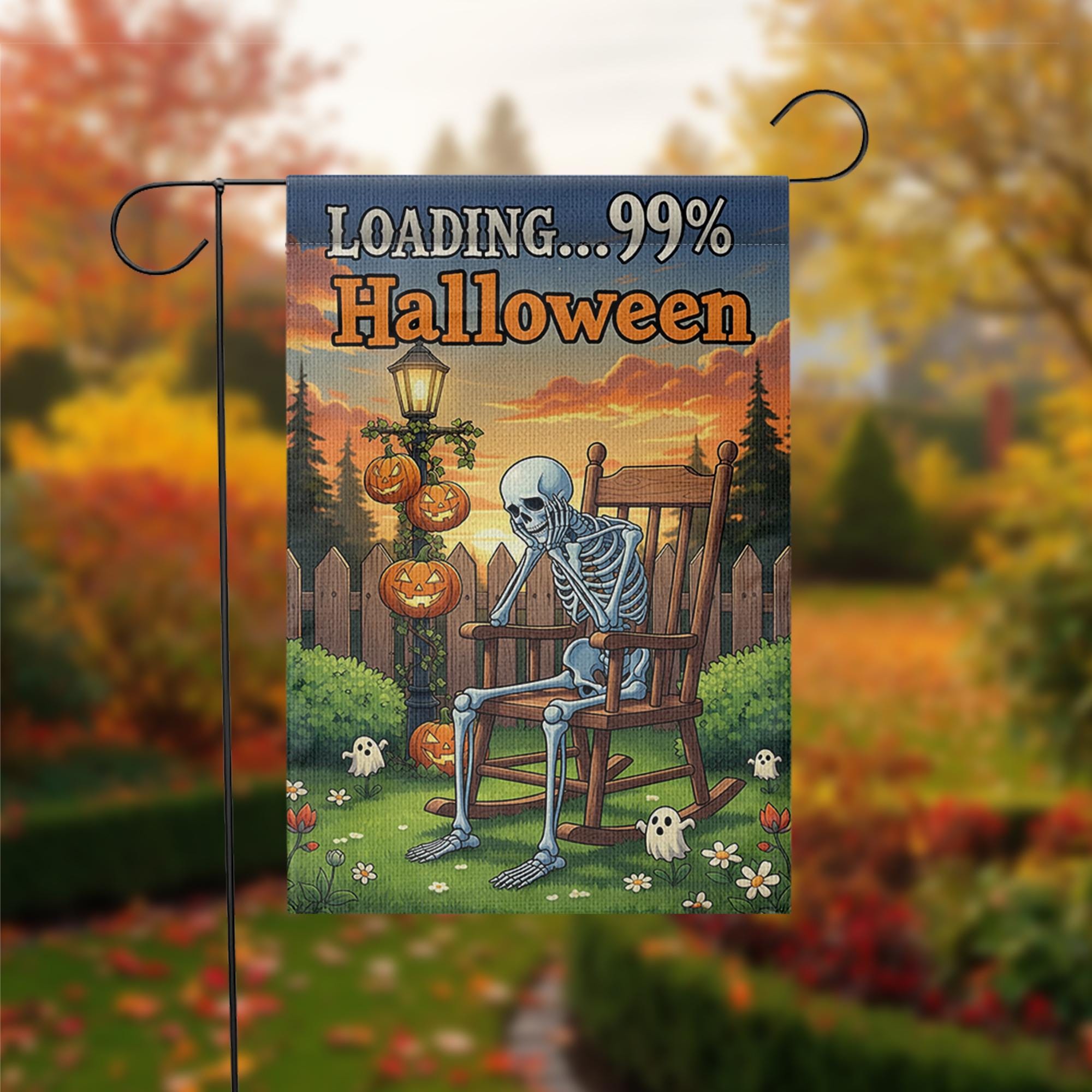 Loading Halloween Garden Flag, Funny Skeleton Decor, Halloween Countdown Flag, Spooky Yard Art, Unique Outdoor Banner, Autumn Gift