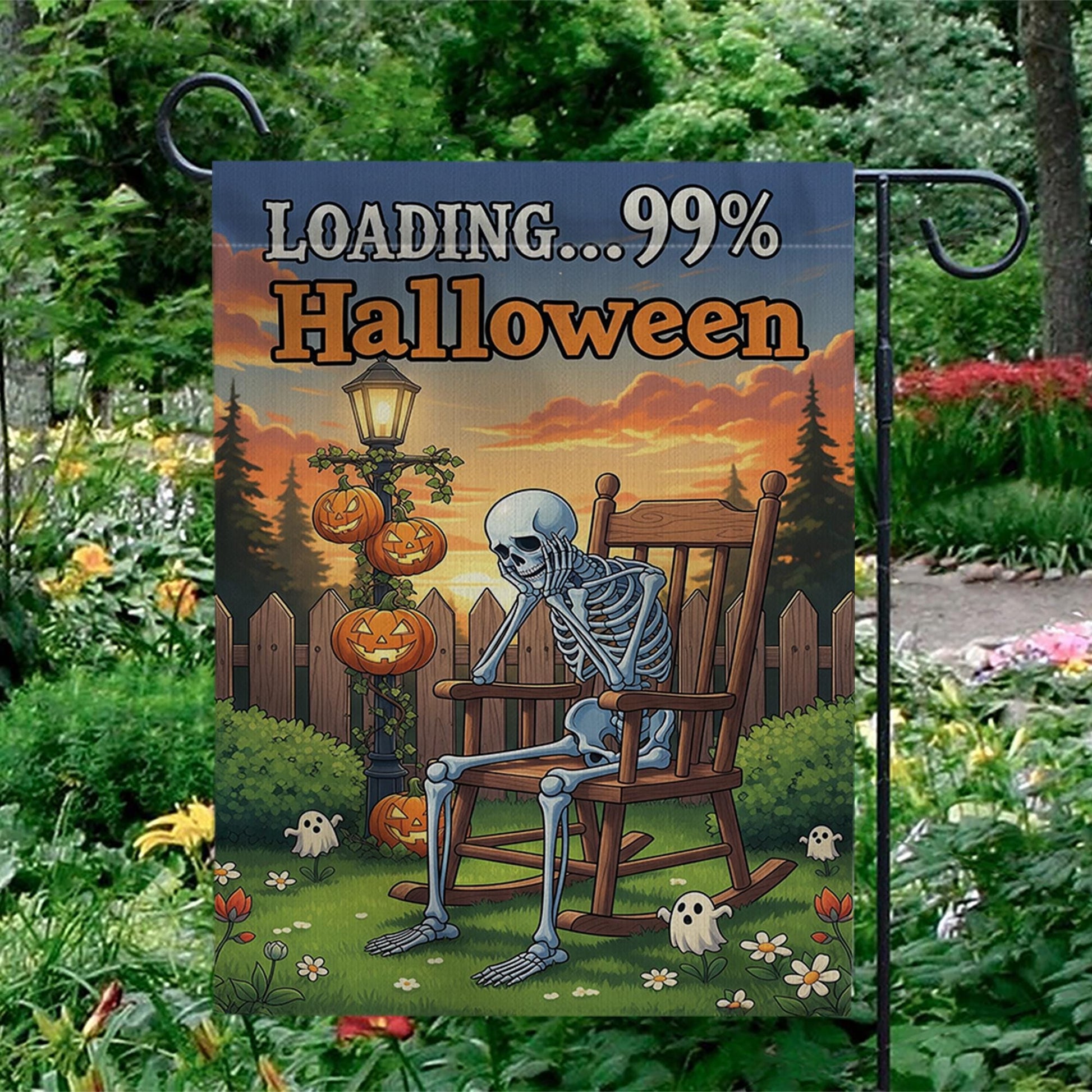 Loading Halloween Garden Flag, Funny Skeleton Decor, Halloween Countdown Flag, Spooky Yard Art, Unique Outdoor Banner, Autumn Gift