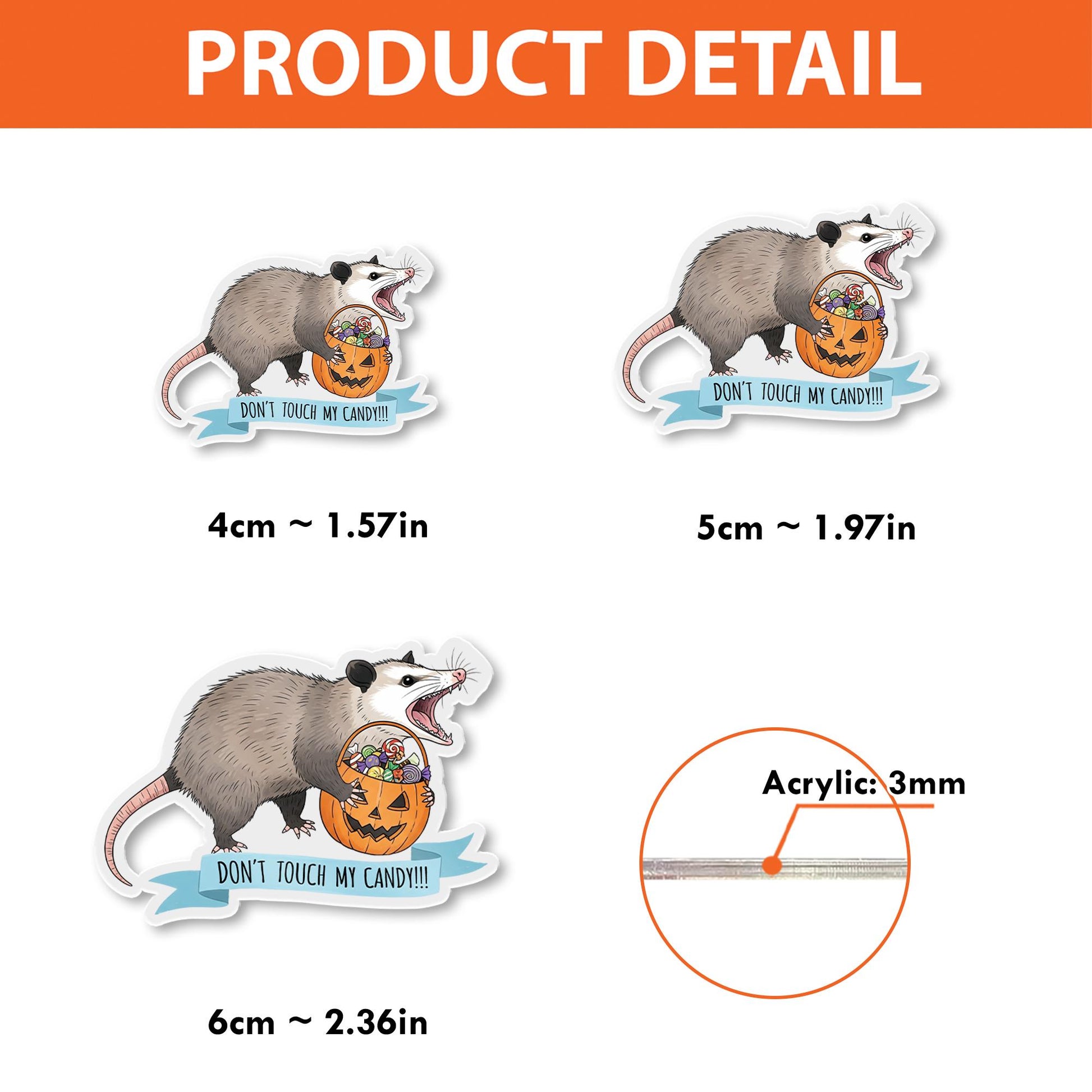 Funny Halloween Opossum Badge Reel - "Don't Touch My Candy" ID Holder - Cute Retractable Clip for Nurses, Teachers, Vet Techs