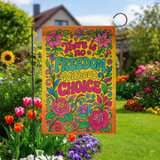Freedom of Choice Flag, Retro 70s Floral Garden Banner, Pro Choice Quote Art, Hippie Groovy Yard Decor, Feminist Psychedelic Statement