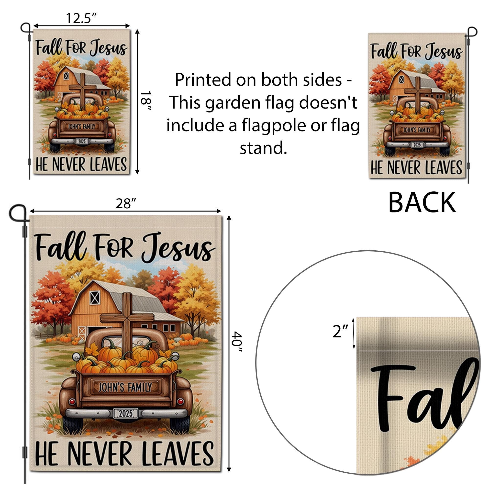 Personalized Fall For Jesus Garden Flag, Custom Family Name Christian Decor, Religious Autumn Truck Cross, Farmhouse Yard Decor 2025