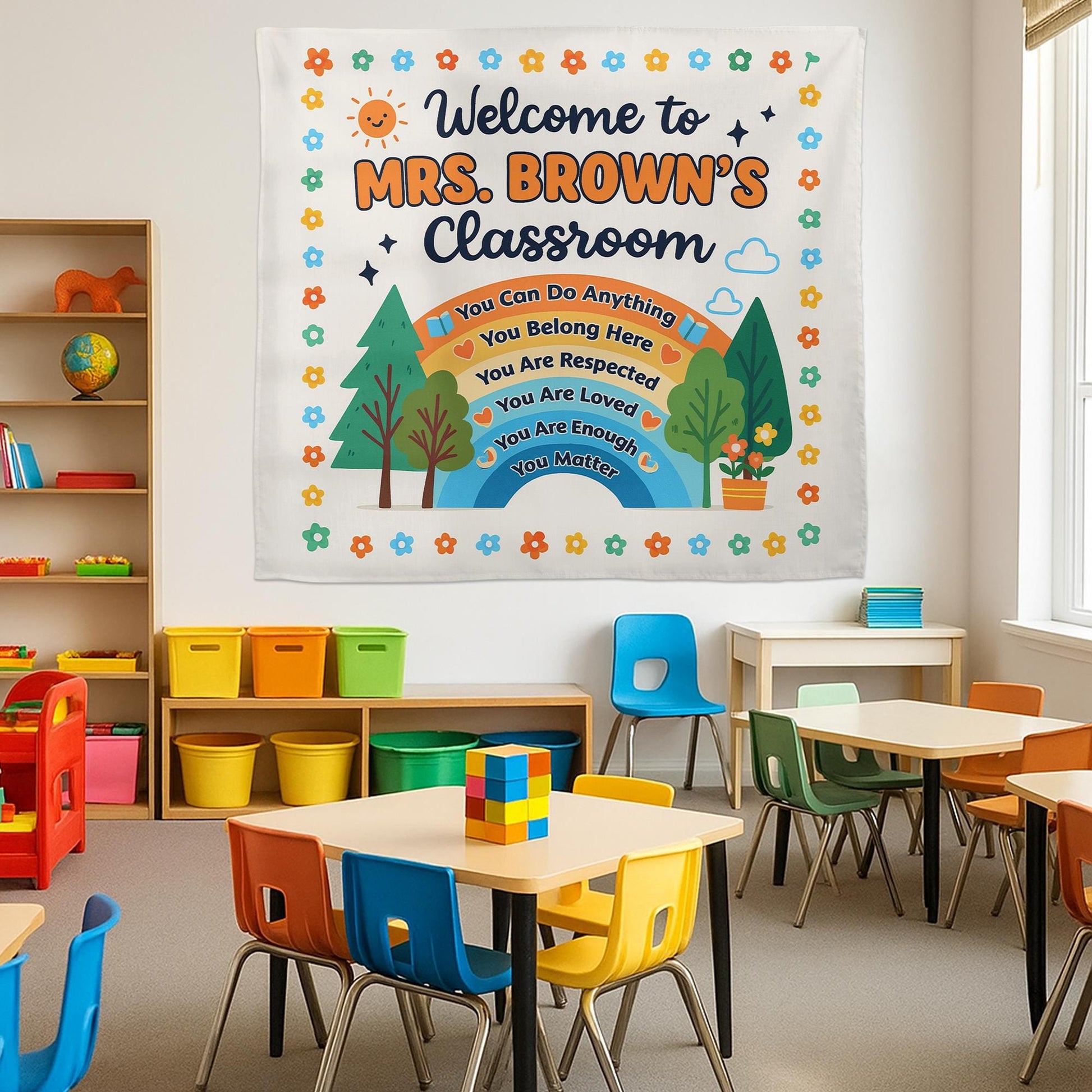 Personalized Teacher Tapestry, Custom Teacher You Are Welcome Banner, Classroom Tapestry Wall Decor, Back To School, Teacher Appreciation