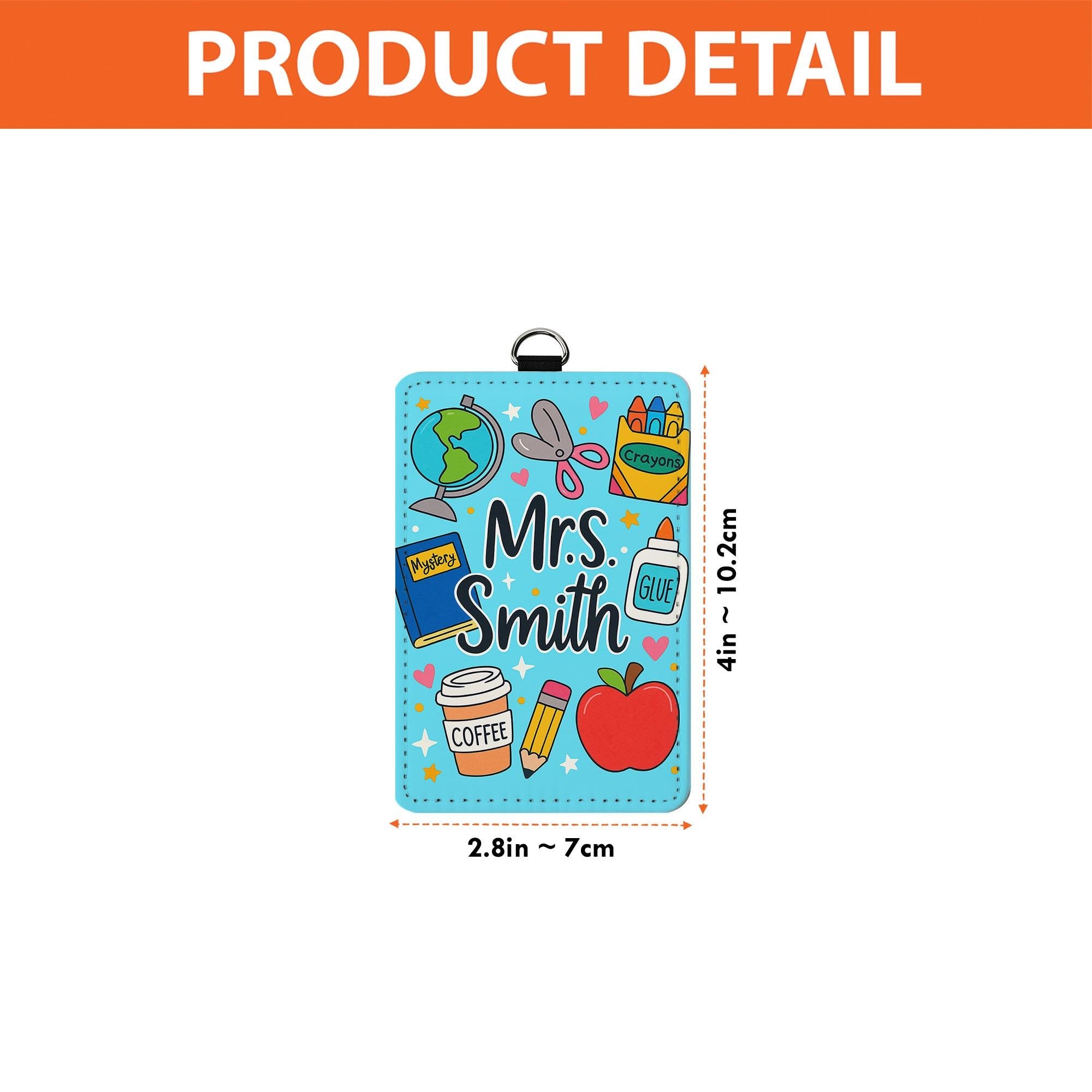 Personalized Teacher Badge Holder, Cute School Supplies ID Card Holder with Name, Custom Lanyard Gift for Teachers, Educator, Back To School