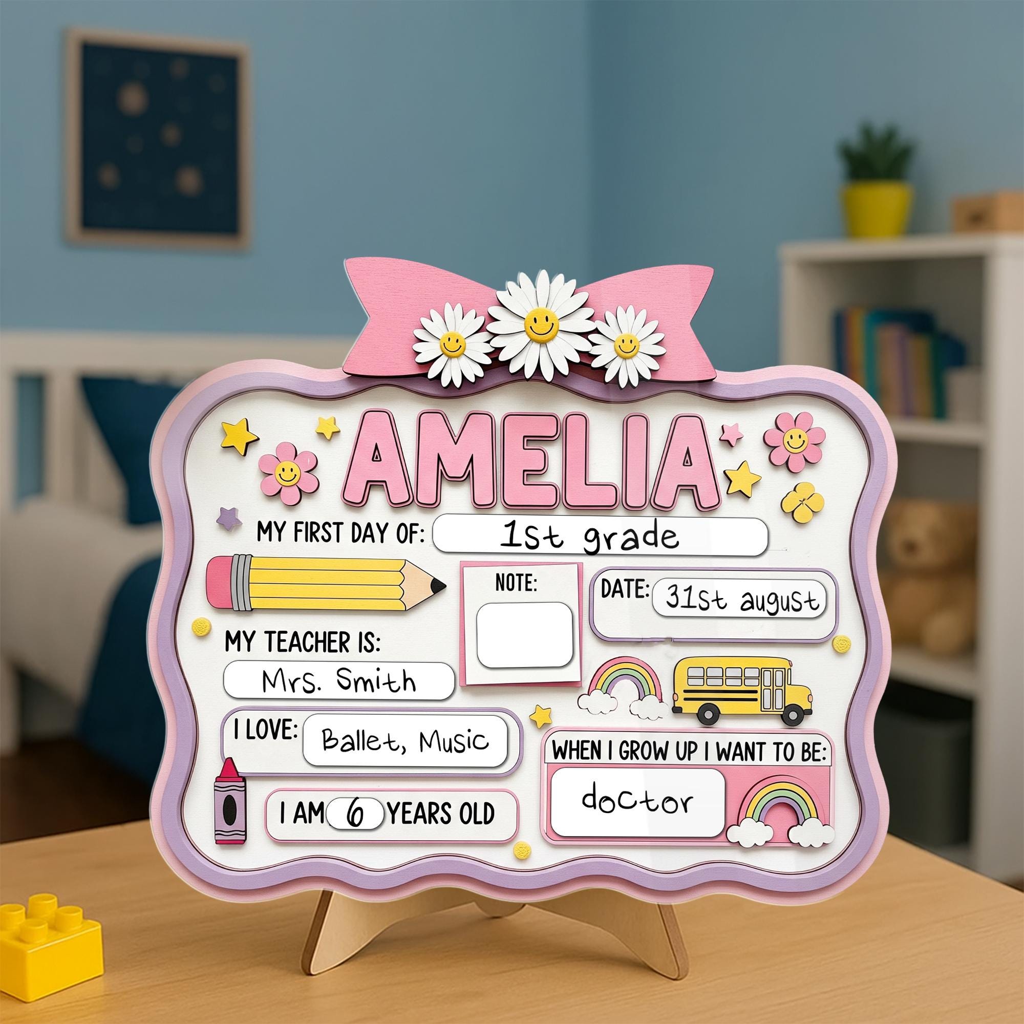 Reusable First Day of School Sign, Custom Back to School Board for Kids, Personalized Milestone Chalkboard, Photo Prop for Students