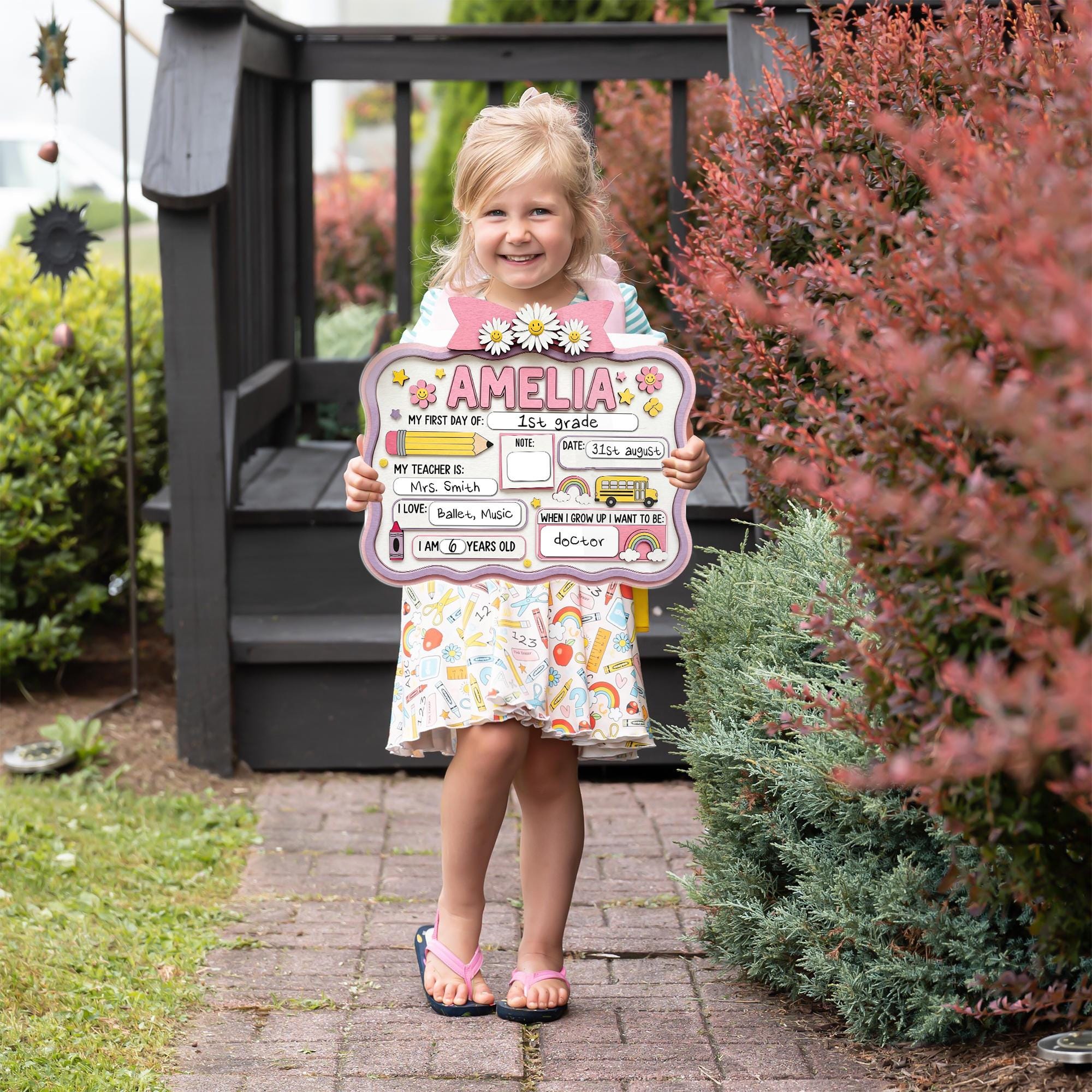 Reusable First Day of School Sign, Custom Back to School Board for Kids, Personalized Milestone Chalkboard, Photo Prop for Students