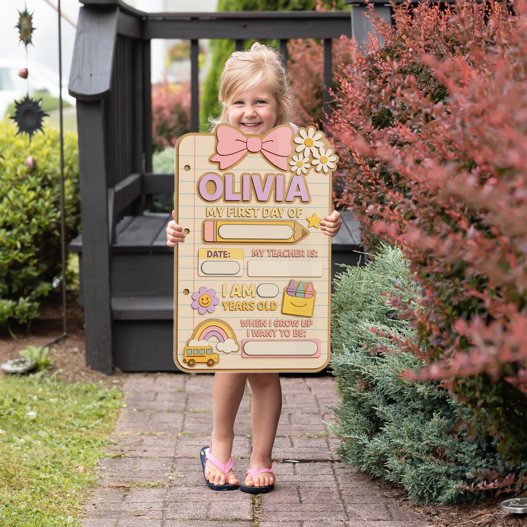Reusable First Day of School Sign, Personalized Back to School Board for Kids, Custom Fillable Chalkboard, Photo Prop for Students
