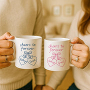 Personalized Newlywed Couple Mugs, Custom Wedding Gift for Bride and Groom, Cheers to Forever Mug Set, Engagement Coffee Cups