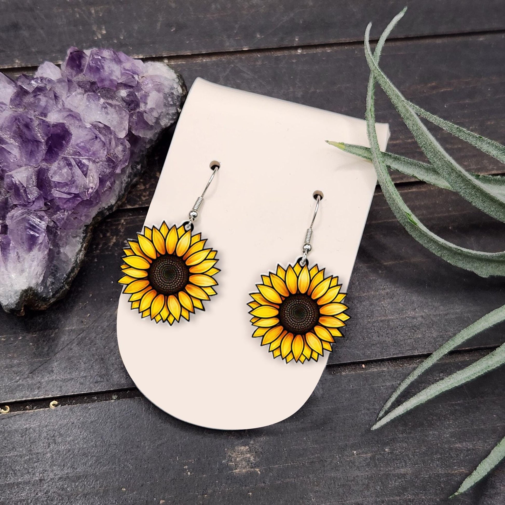 Sunflower Dangle Earrings, Boho Floral Jewelry, Bright Yellow Flower Gift, Nature Inspired Accessory, Summer Statement Earrings