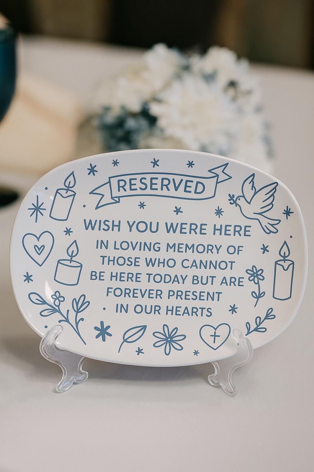 Reserved Wedding Memorial Platter Sign, Wedding Decor, Wedding Platter In Memory Of Loved Ones, Custom Memorial Wedding Reserved Platter