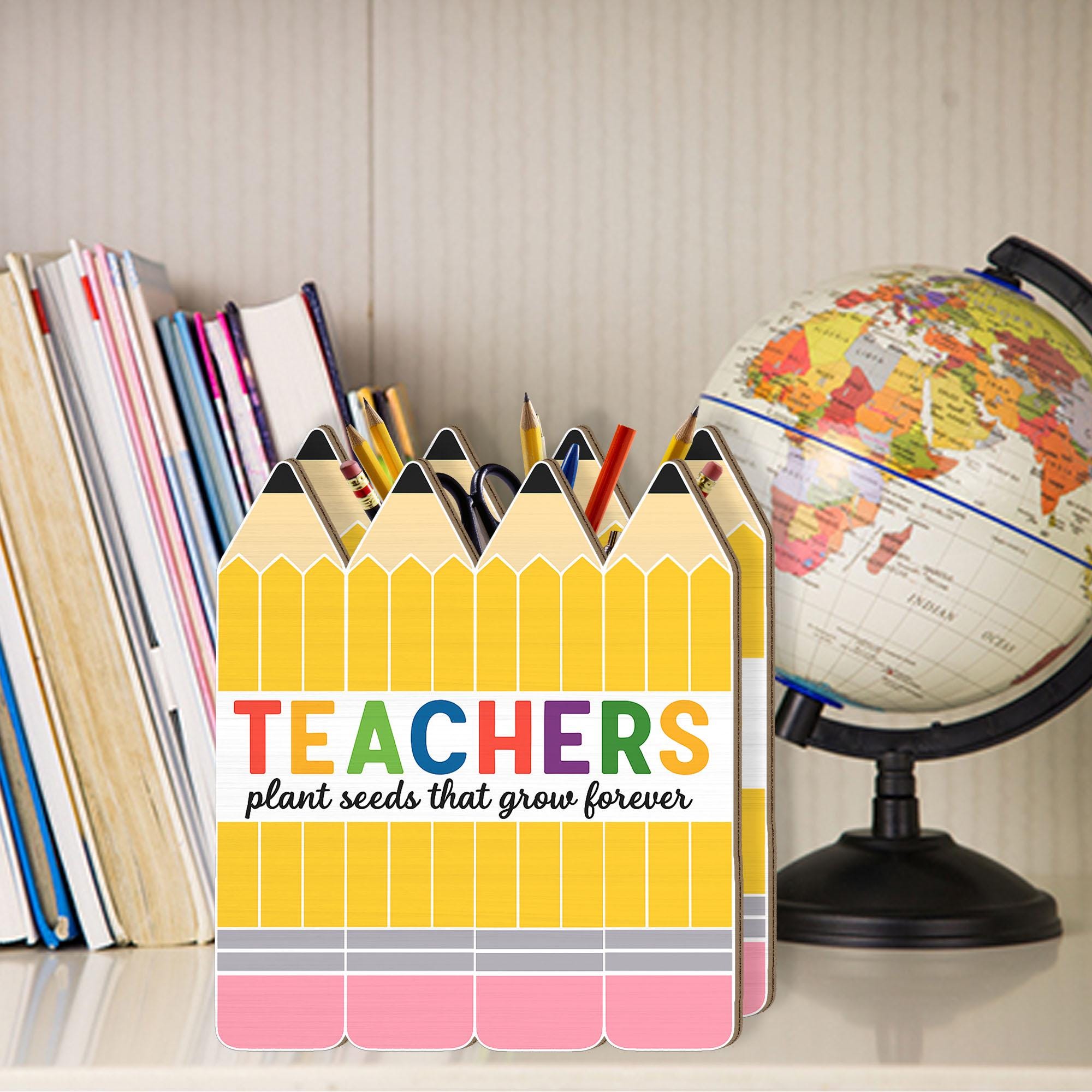 Teachers Plant Seeds That Grow Forever Pen Holder, Pencil Themed Desk Organizer, Teacher Appreciation Gift, Classroom Supply Cup