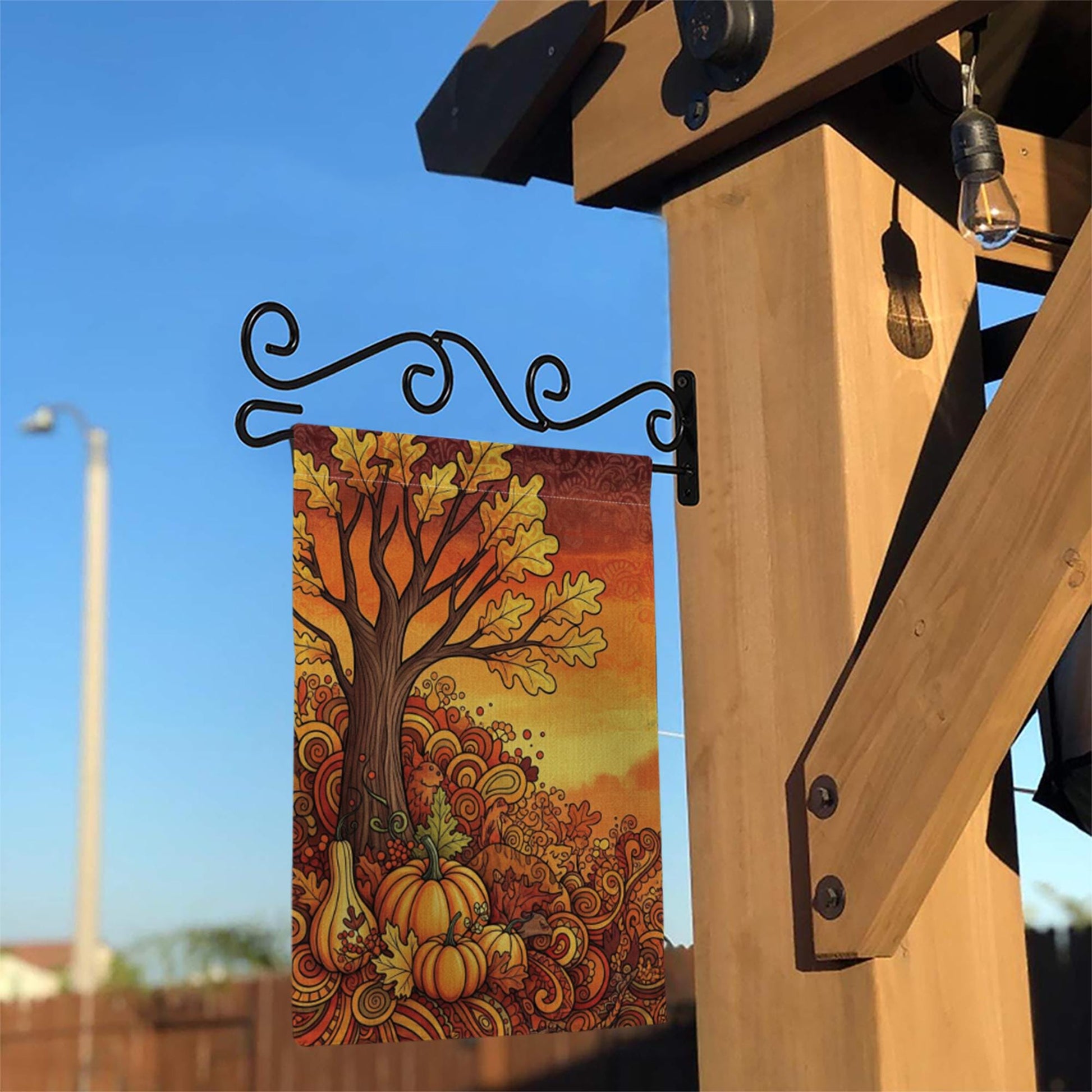 Fall Tree Garden Flag - Retro Autumn Pumpkins and Leaves Yard Decor, Thanksgiving Harvest Outdoor Flag for Seasonal Porch Display