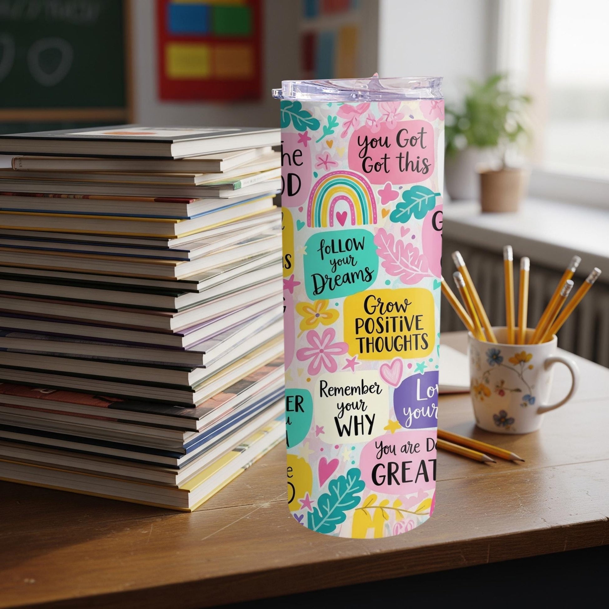 Teacher Daily Reminder Tumbler 20oz, Inspirational Quote Travel Mug, Positive Vibes Cup, Motivational Gift for Teachers