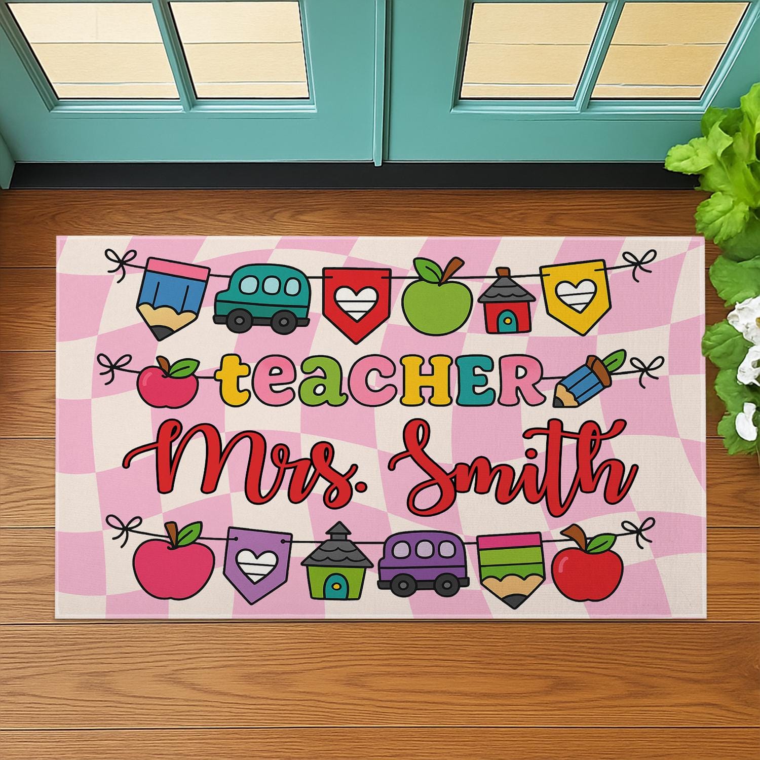 Teacher Welcome Classroom Doormat– Personalized Teacher Doormat, Cute Back to School Decor for Classroom Entry, Door Mat For School