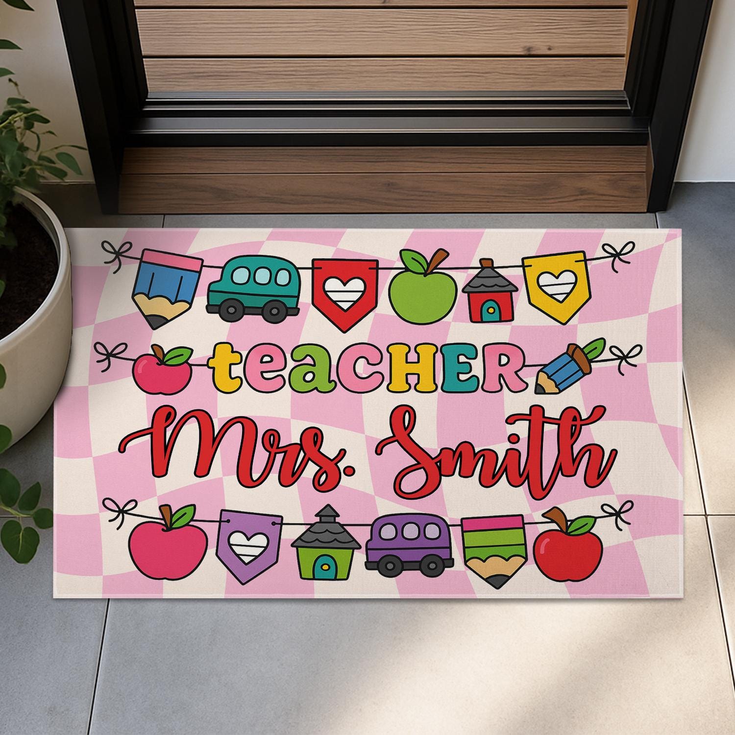 Teacher Welcome Classroom Doormat– Personalized Teacher Doormat, Cute Back to School Decor for Classroom Entry, Door Mat For School