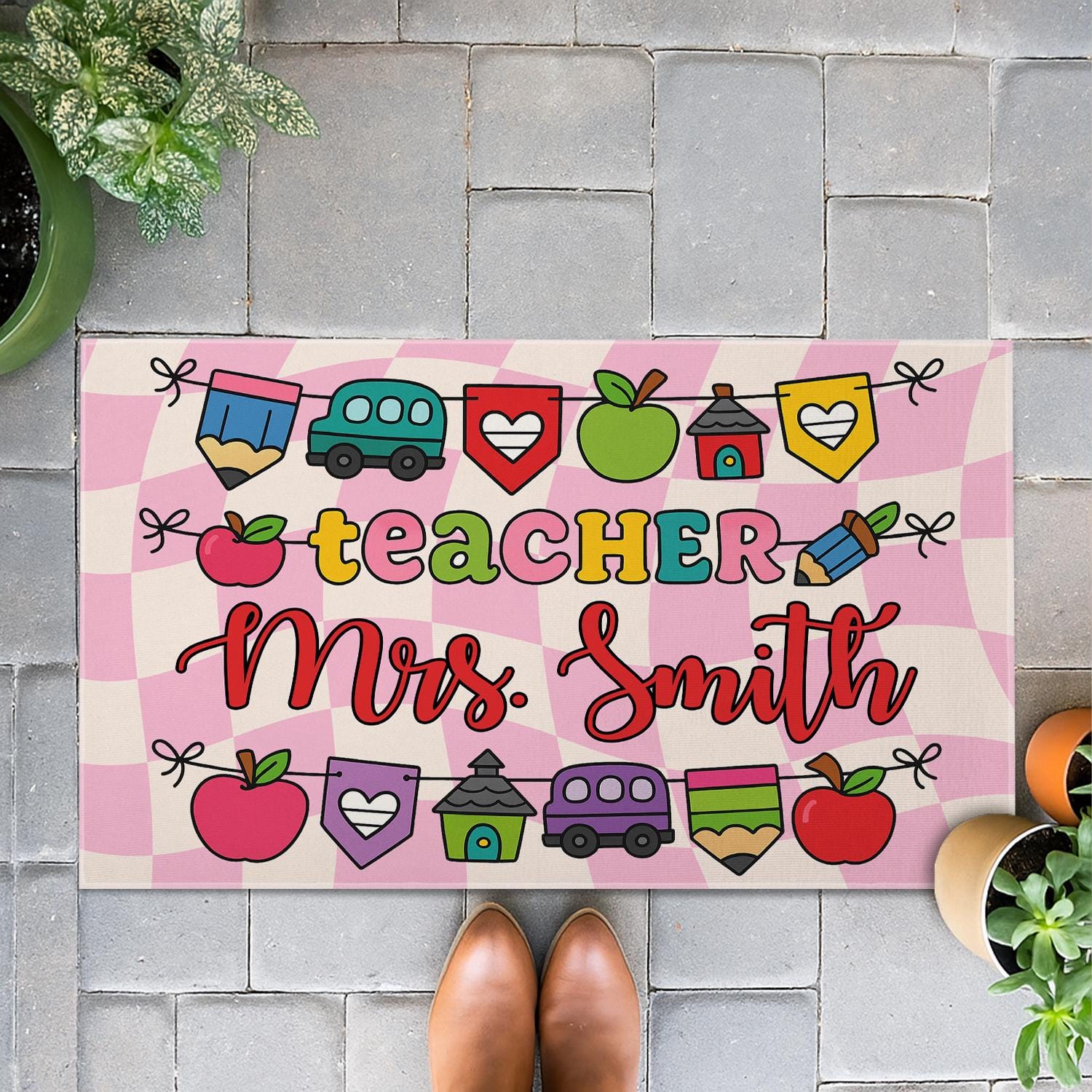 Teacher Welcome Classroom Doormat– Personalized Teacher Doormat, Cute Back to School Decor for Classroom Entry, Door Mat For School